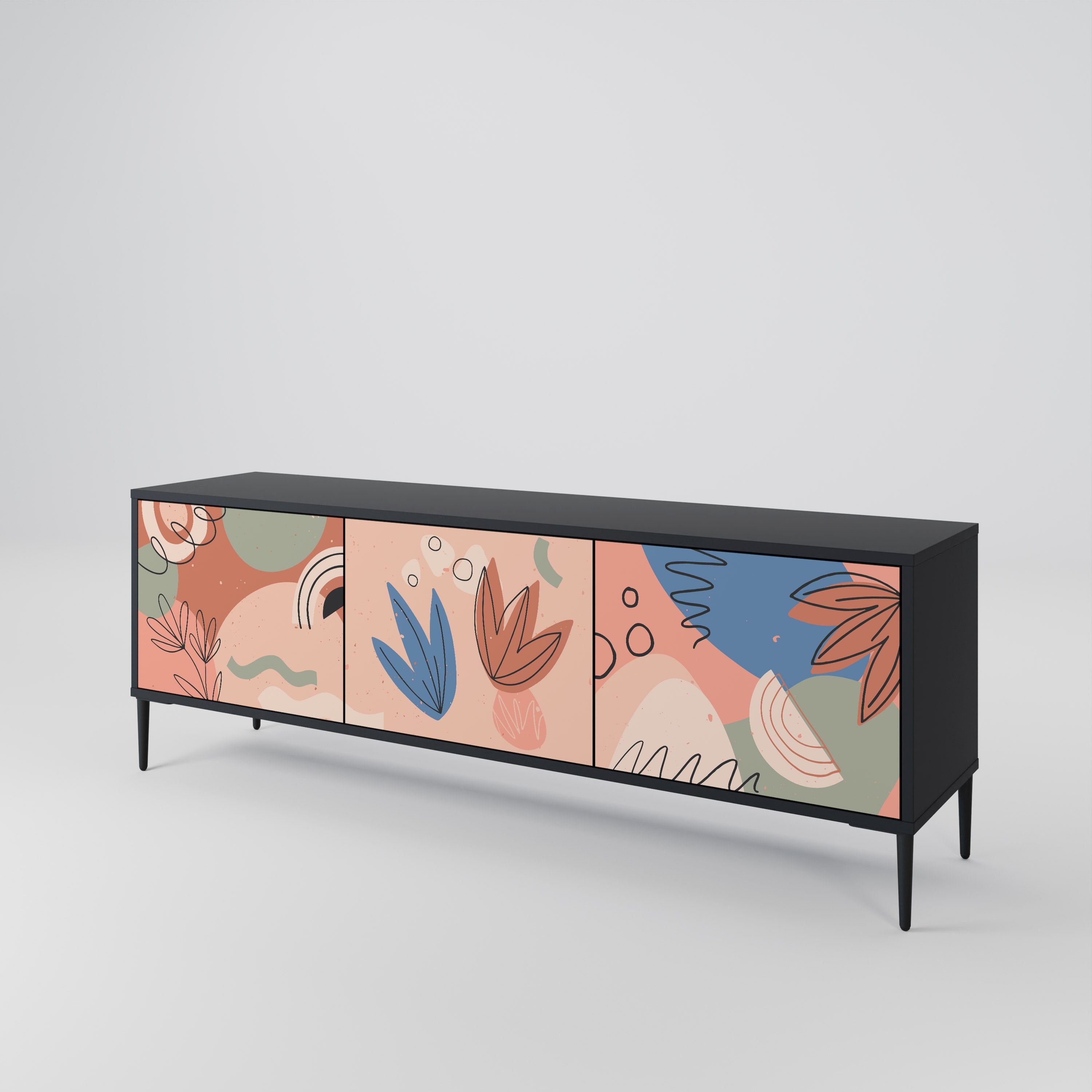 Meuble TV 3 portes PASTEL DESTINY, finition noire
