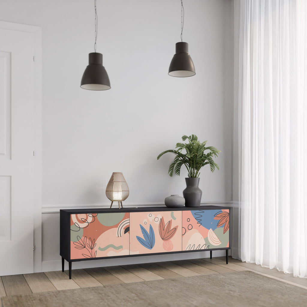 Meuble TV 3 portes PASTEL DESTINY, finition noire