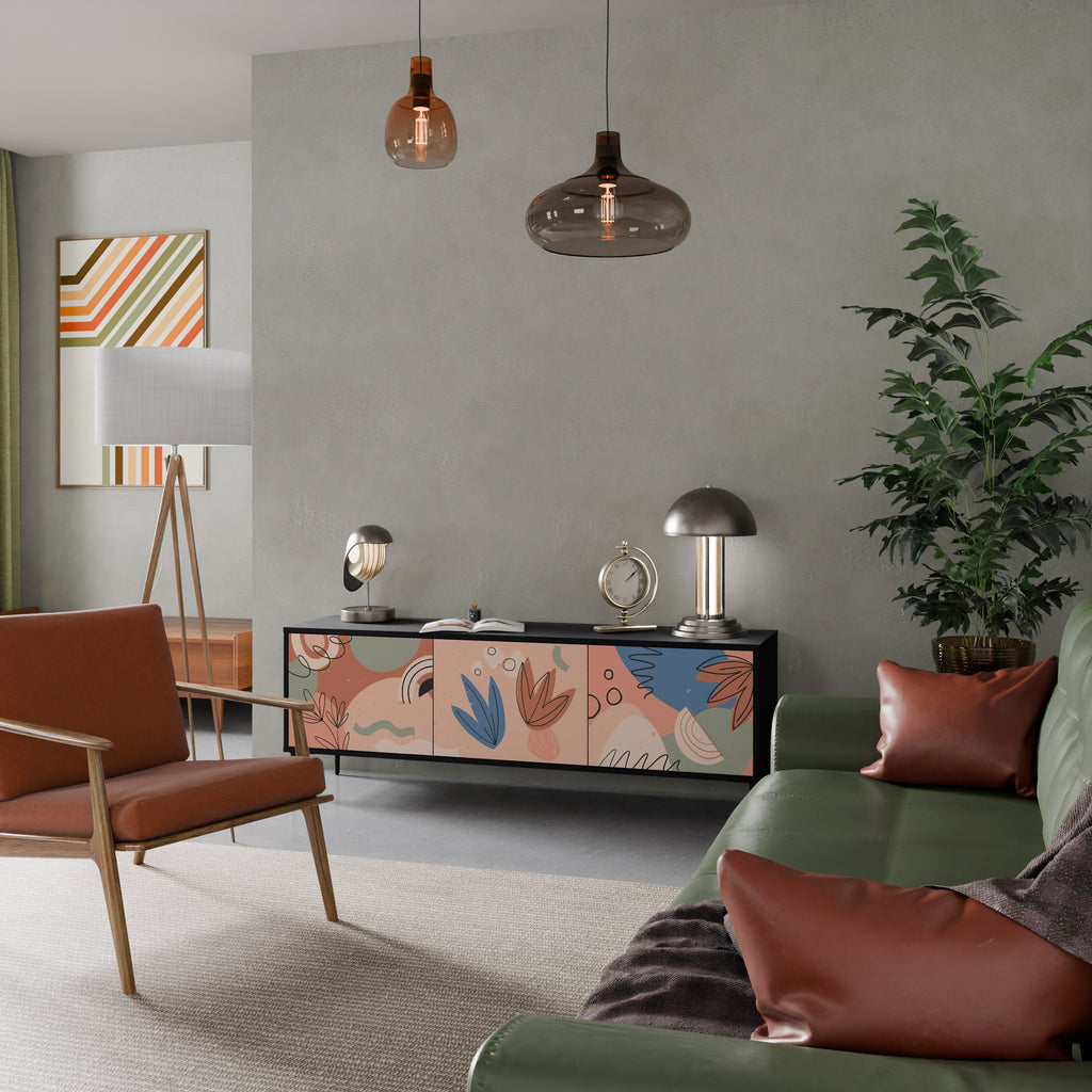 Meuble TV 3 portes PASTEL DESTINY, finition noire