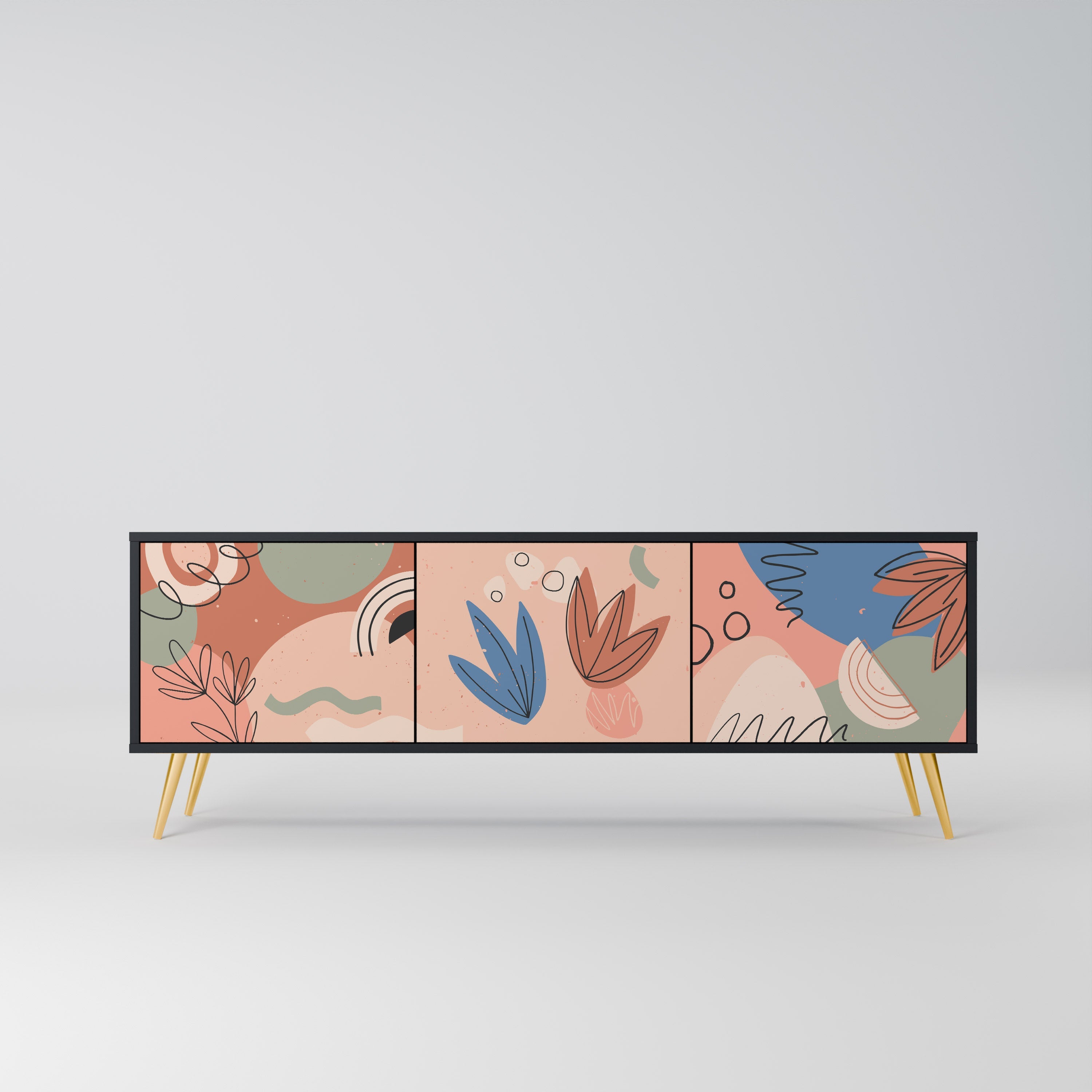 Meuble TV 3 portes PASTEL DESTINY, finition noire