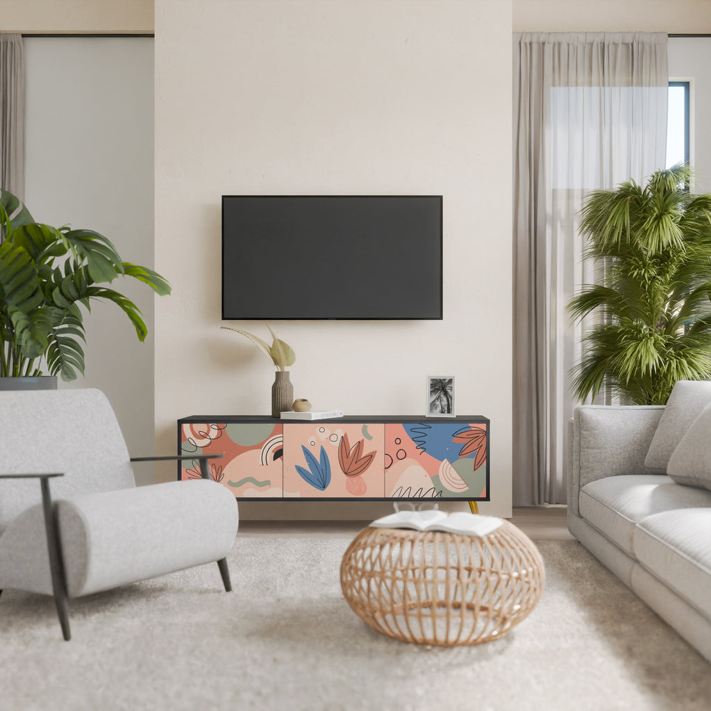 Meuble TV 3 portes PASTEL DESTINY, finition noire