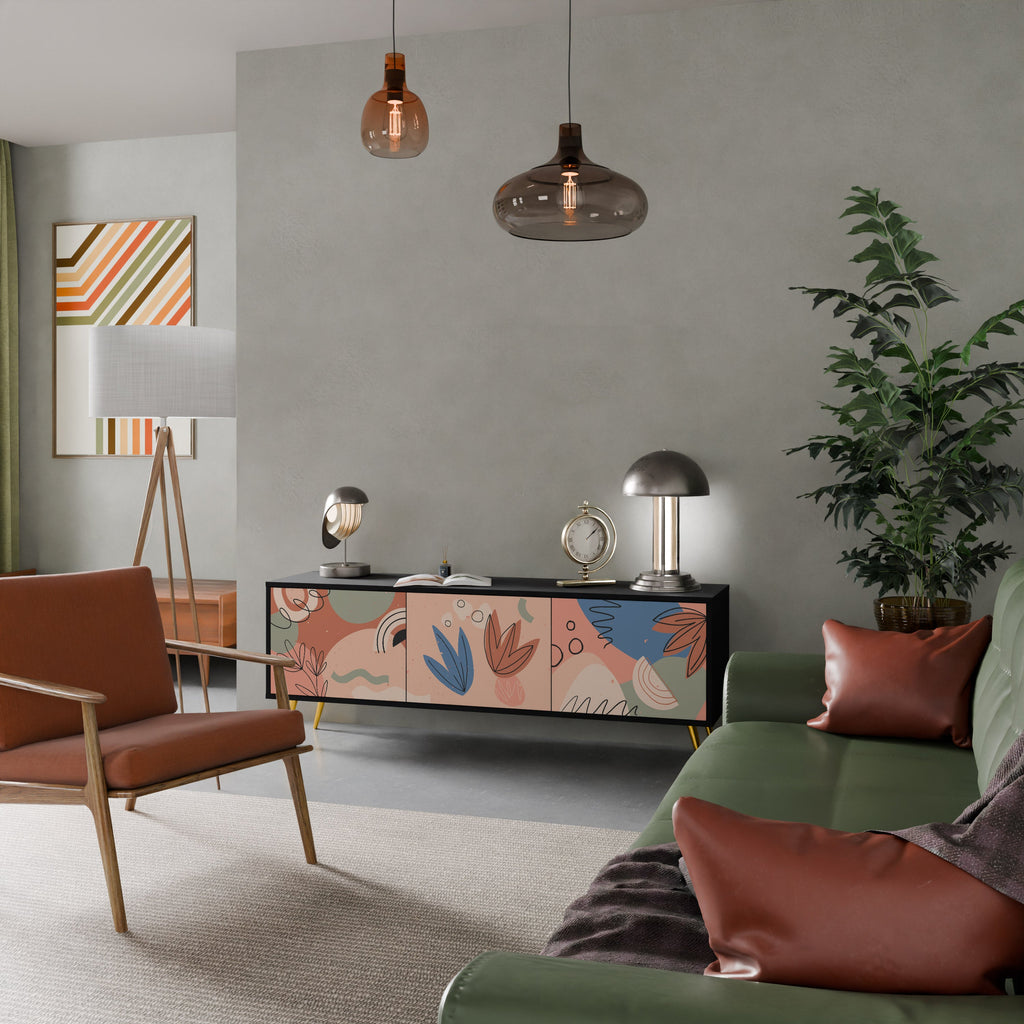 Meuble TV 3 portes PASTEL DESTINY, finition noire