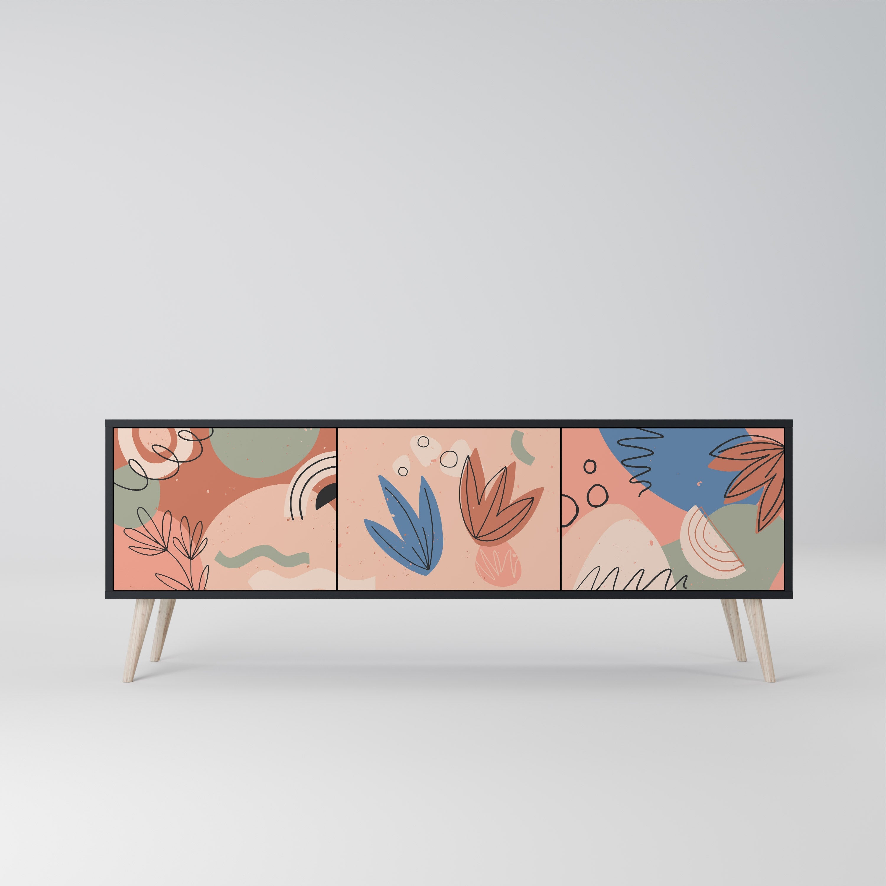 Meuble TV 3 portes PASTEL DESTINY, finition noire