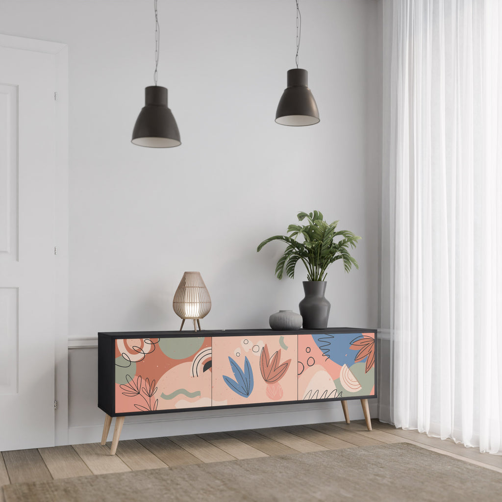 Meuble TV 3 portes PASTEL DESTINY, finition noire