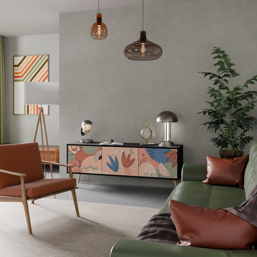 Meuble TV 3 portes PASTEL DESTINY, finition noire