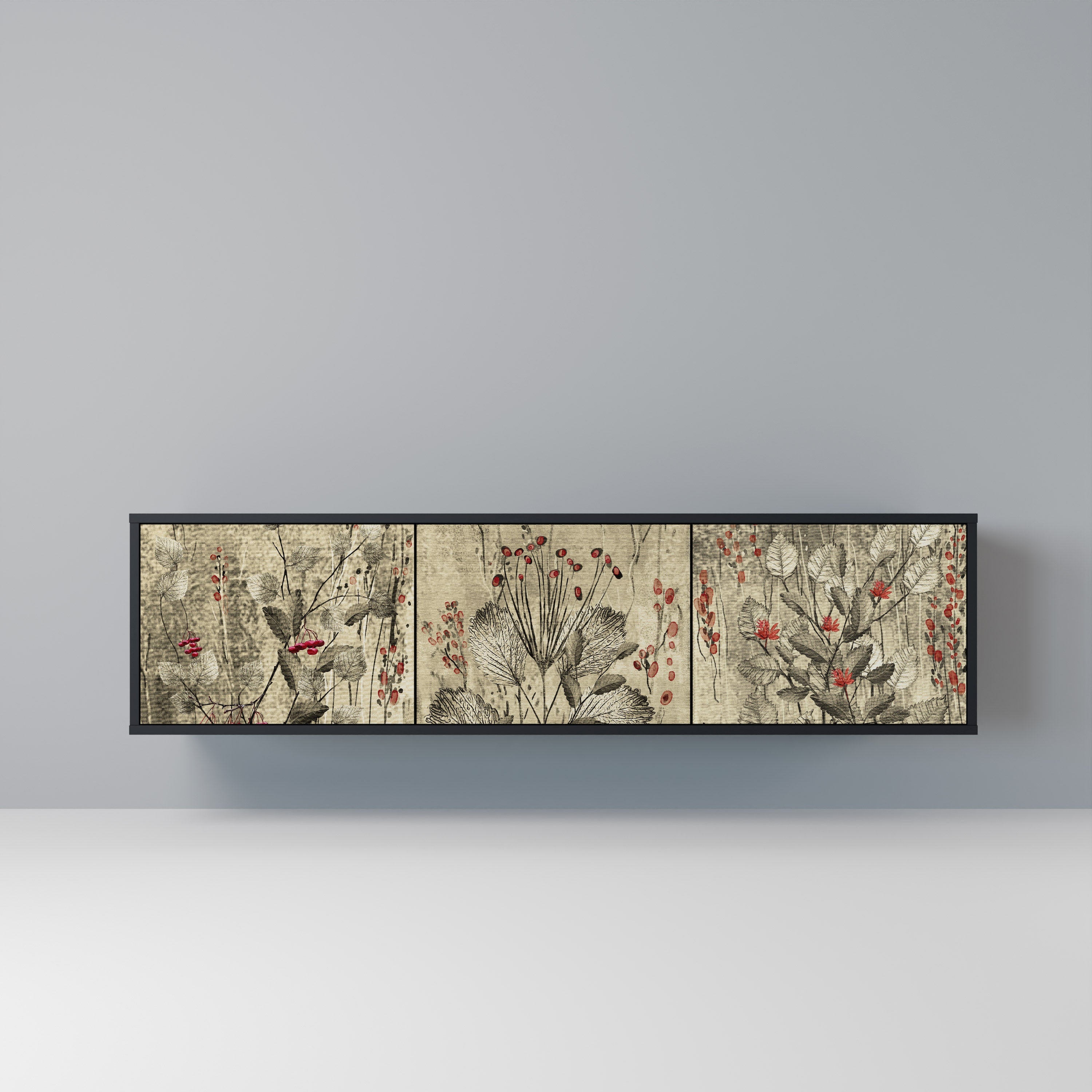 Meuble TV 3 portes HERBAL GRACE finition noire