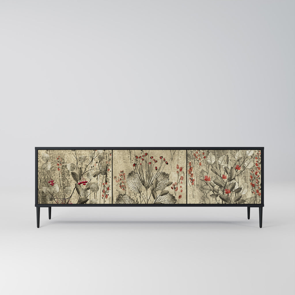 Meuble TV 3 portes HERBAL GRACE finition noire