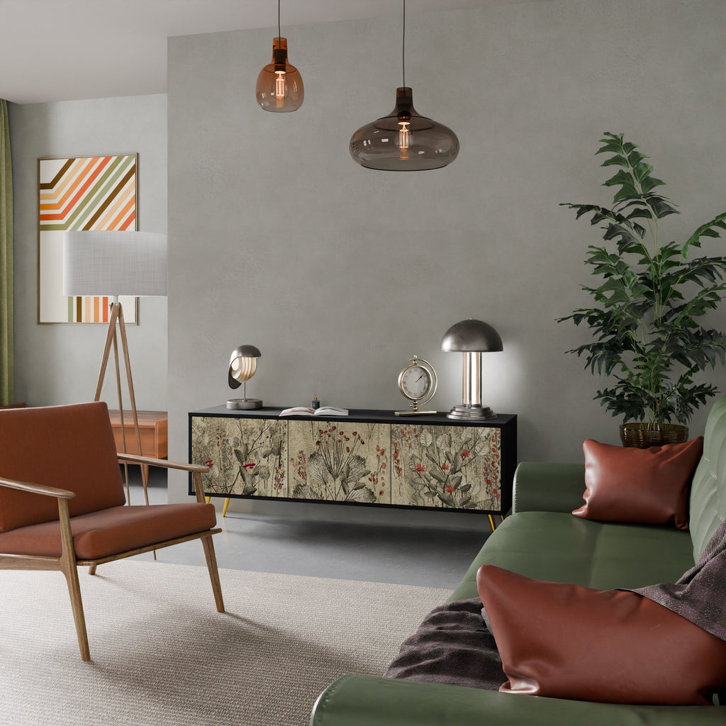 Meuble TV 3 portes HERBAL GRACE finition noire