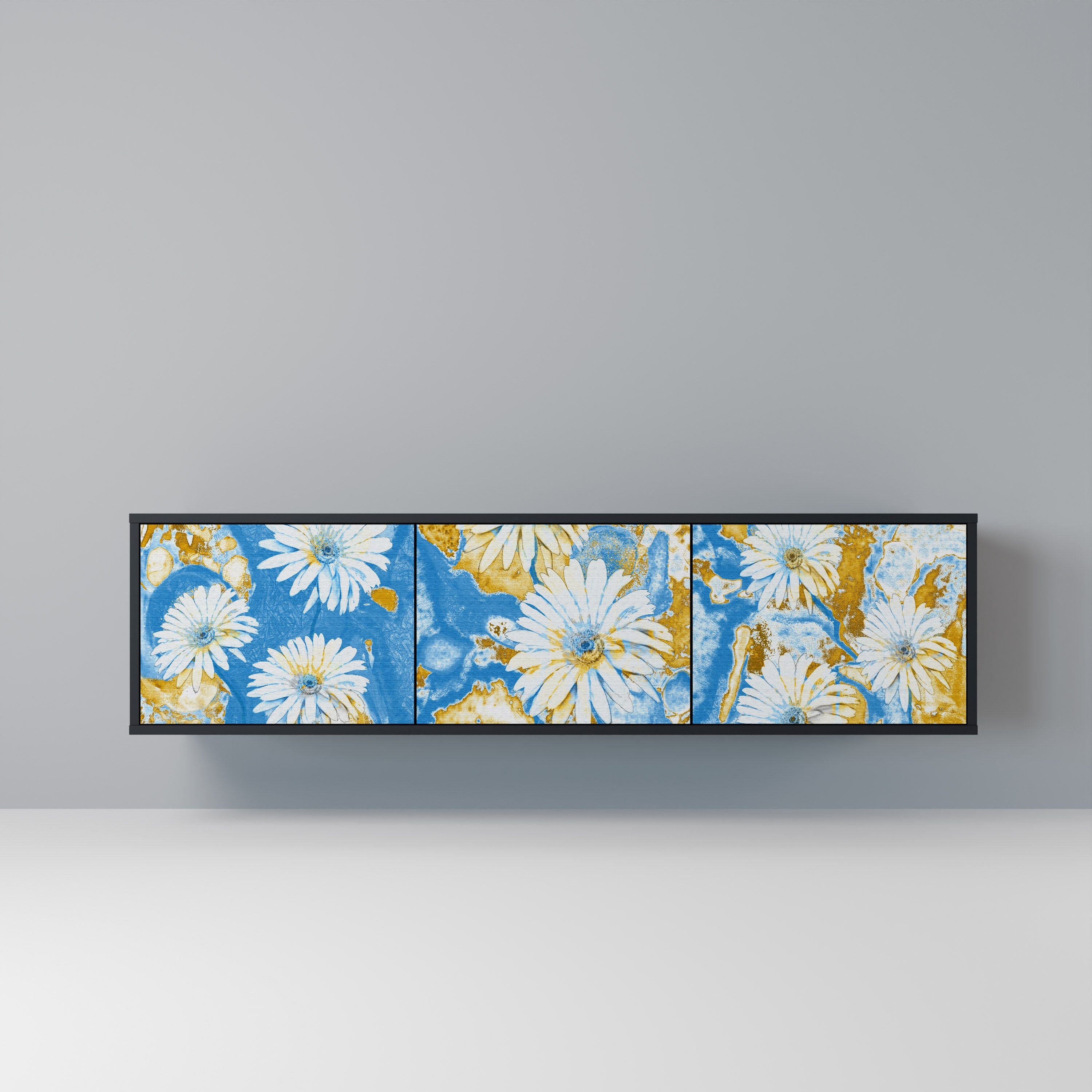 Meuble TV 3 portes DAISY LUXE finition noire