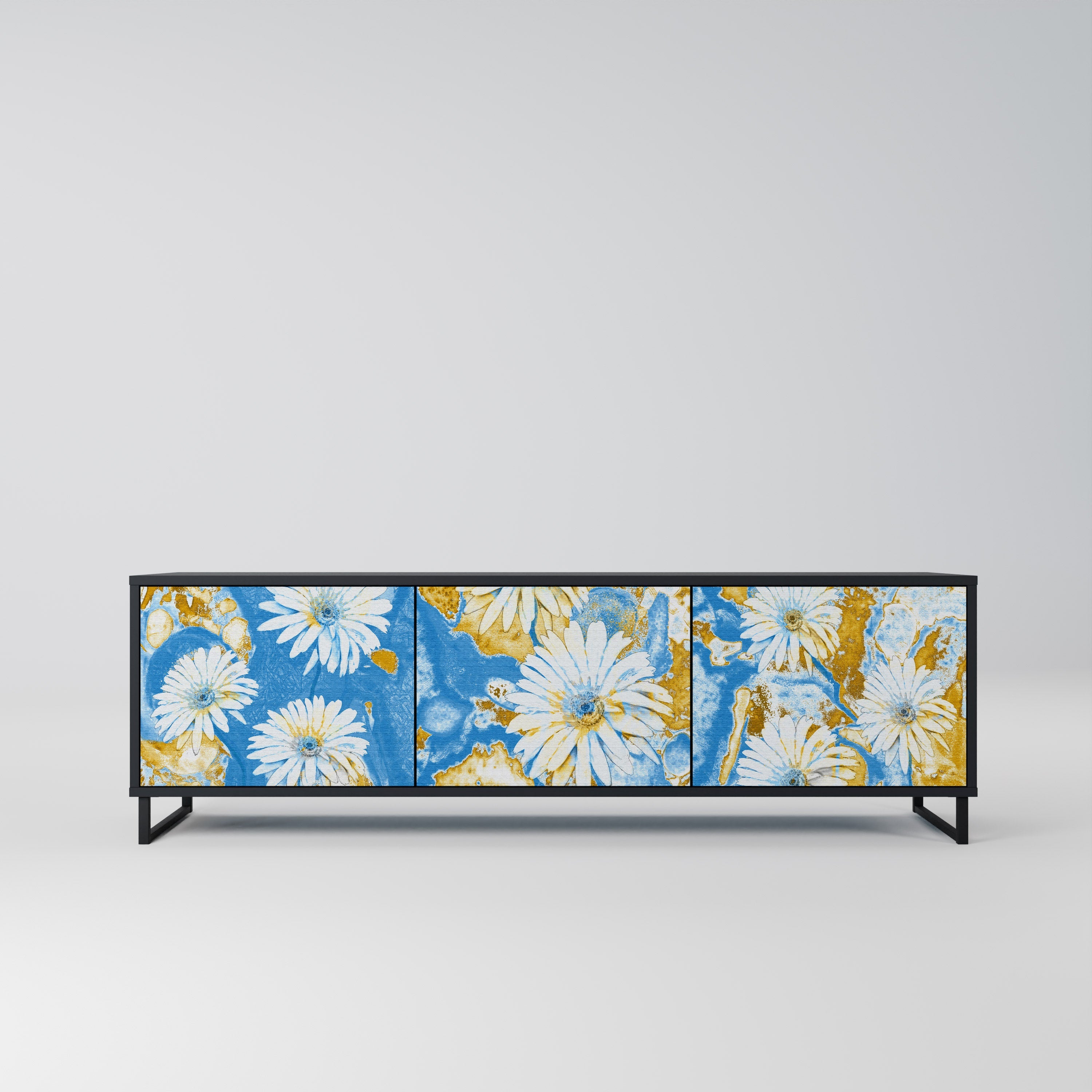 Meuble TV 3 portes DAISY LUXE finition noire