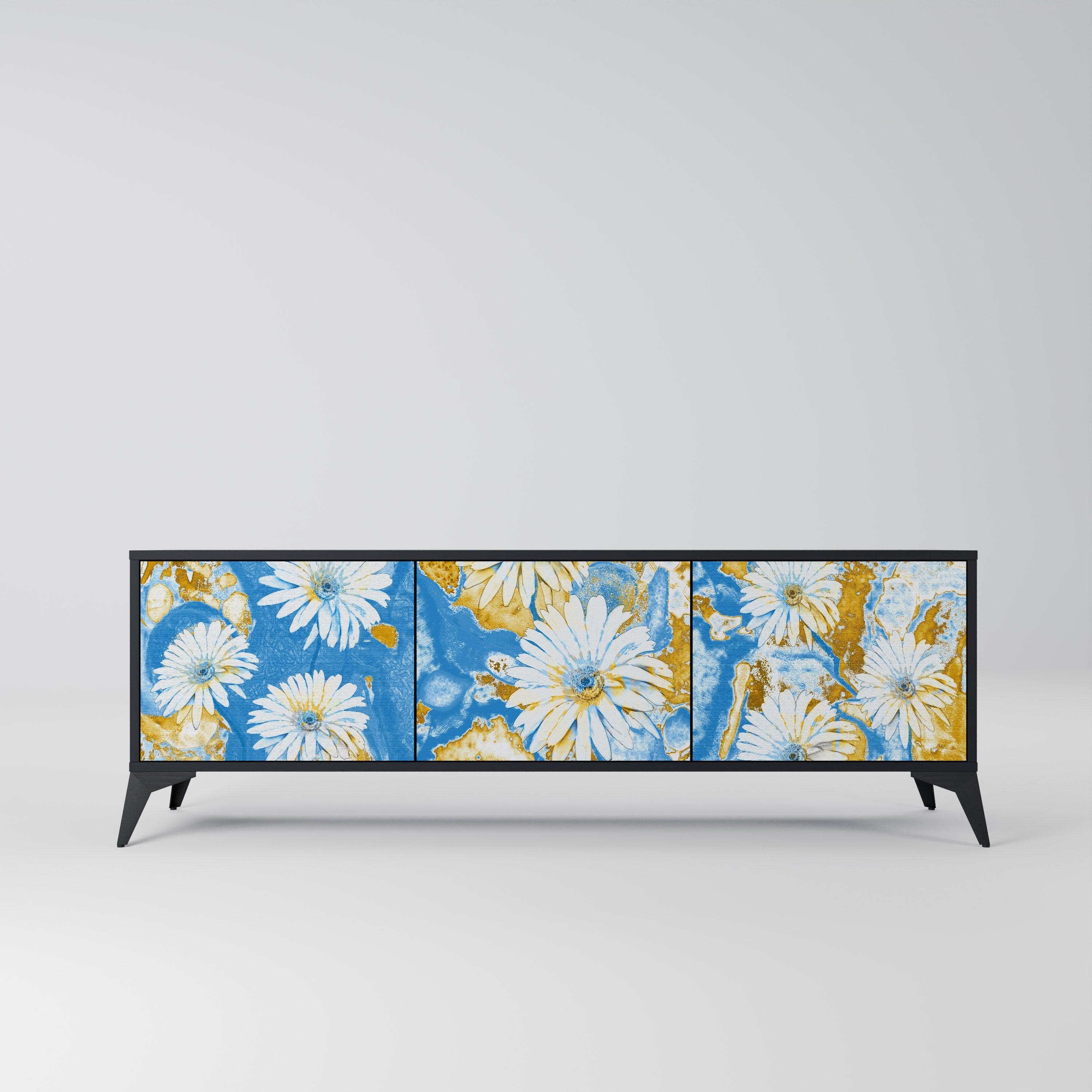 Meuble TV 3 portes DAISY LUXE finition noire