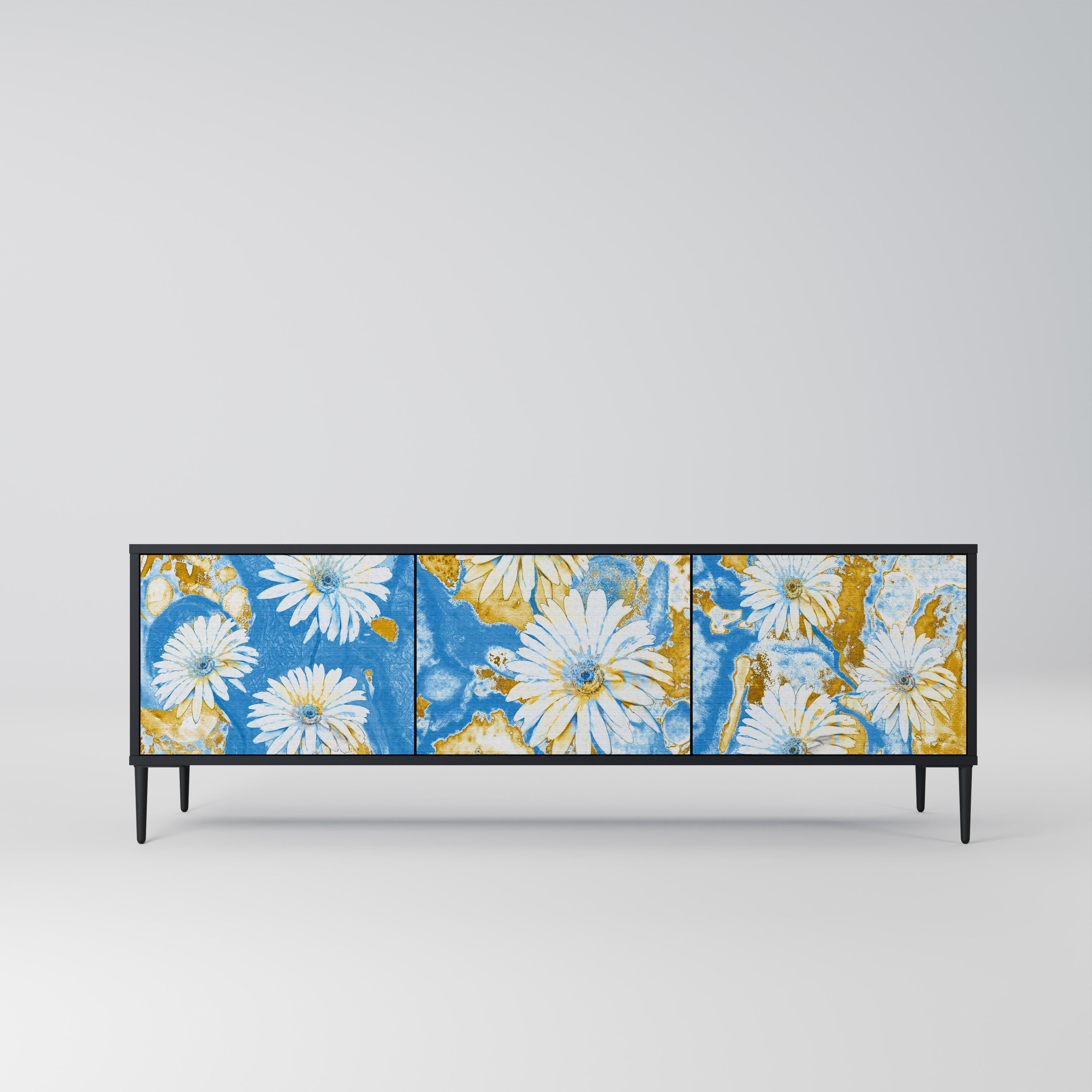 Meuble TV 3 portes DAISY LUXE finition noire