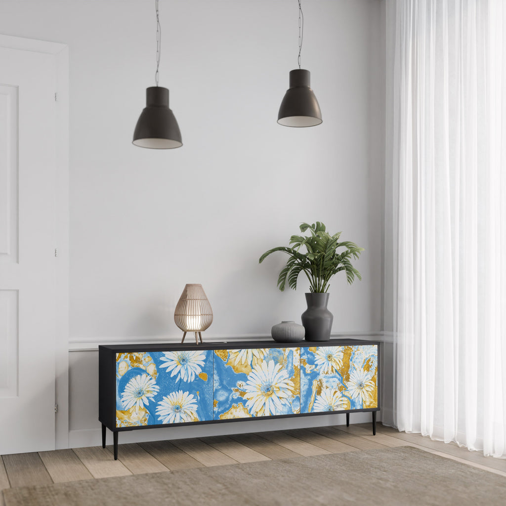 Meuble TV 3 portes DAISY LUXE finition noire