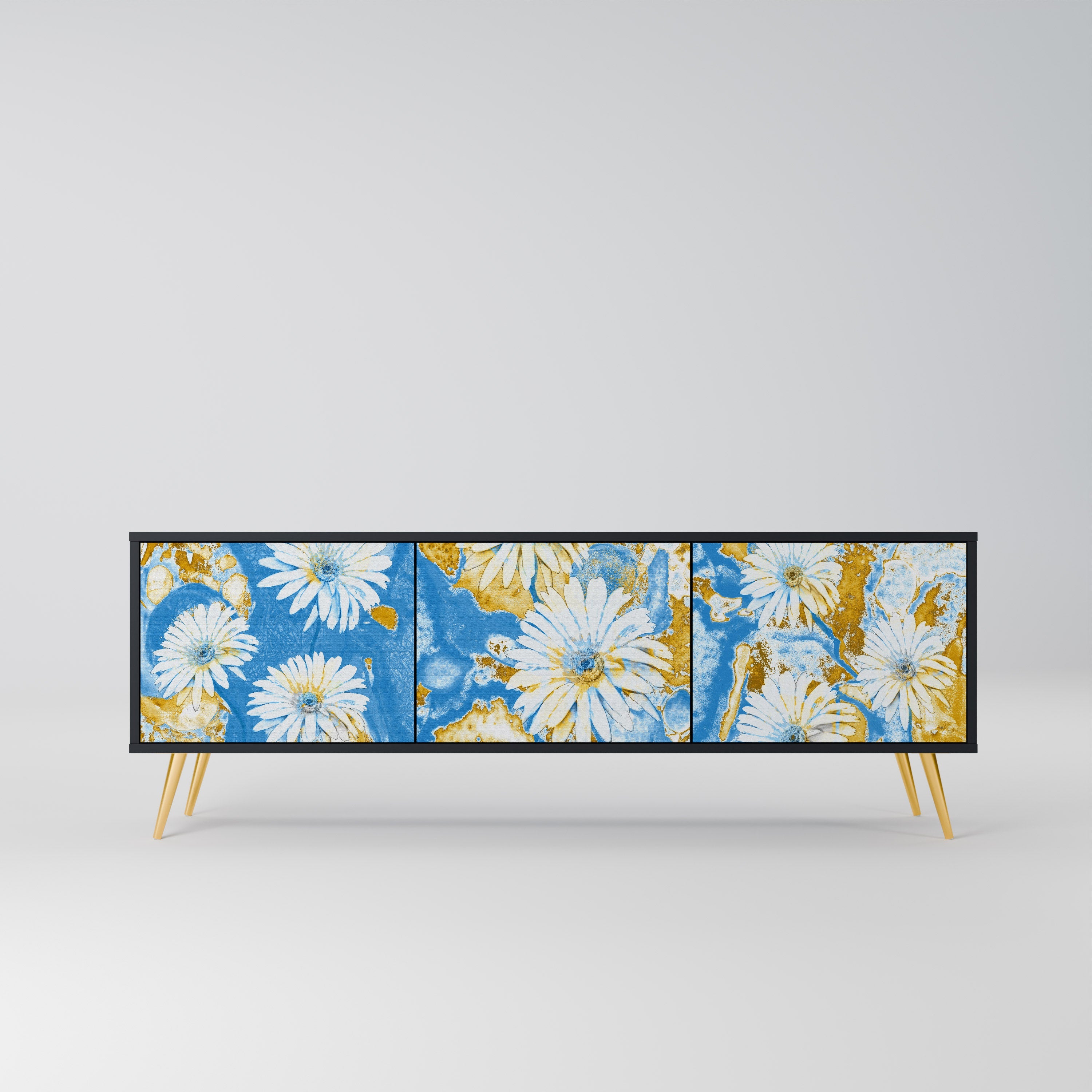 Meuble TV 3 portes DAISY LUXE finition noire