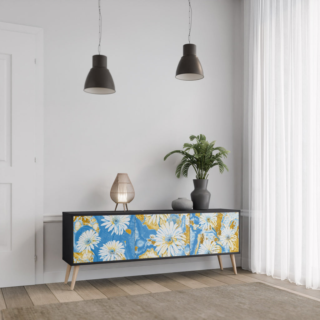 Meuble TV 3 portes DAISY LUXE finition noire