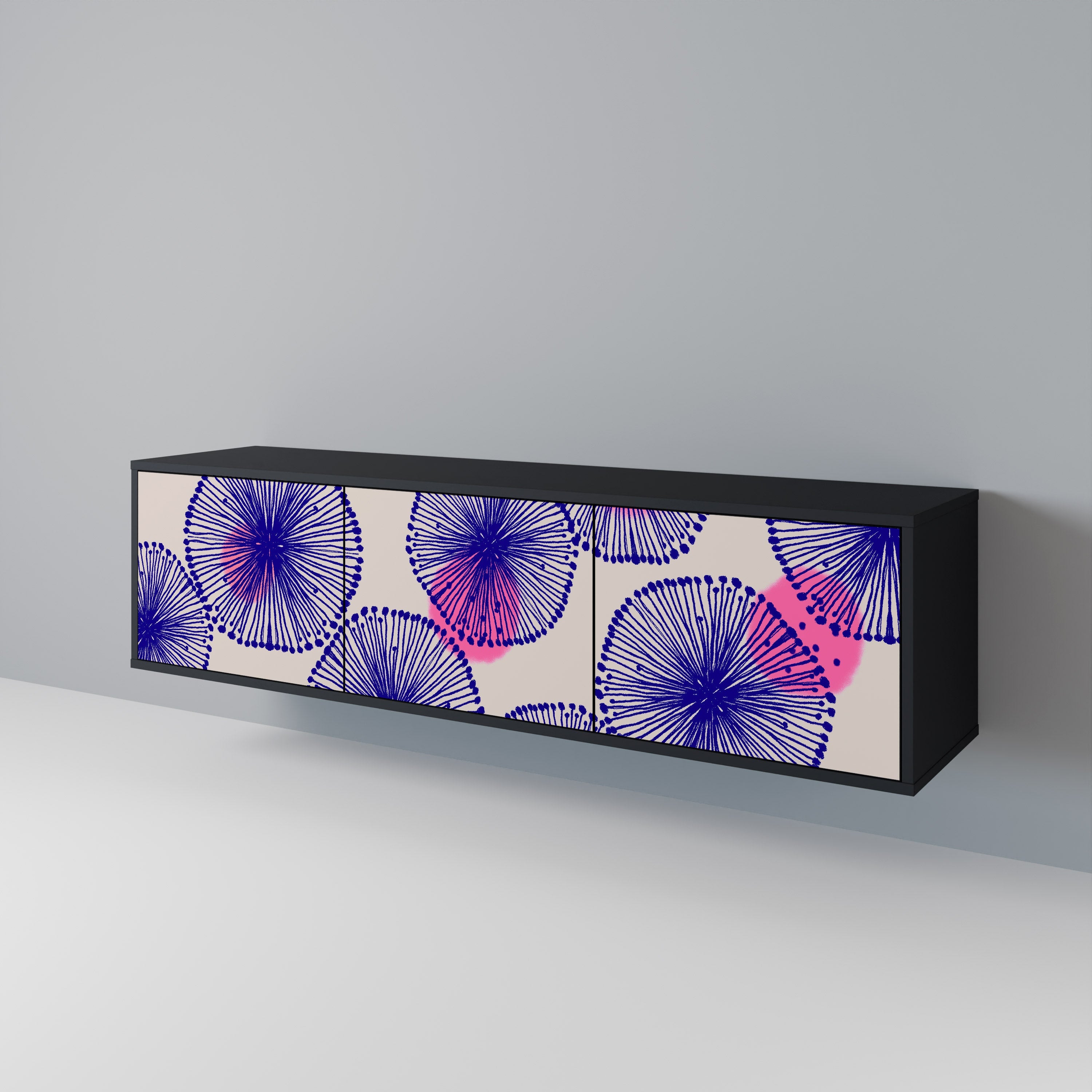 Meuble TV 3 portes MAGIC NATURE finition noire