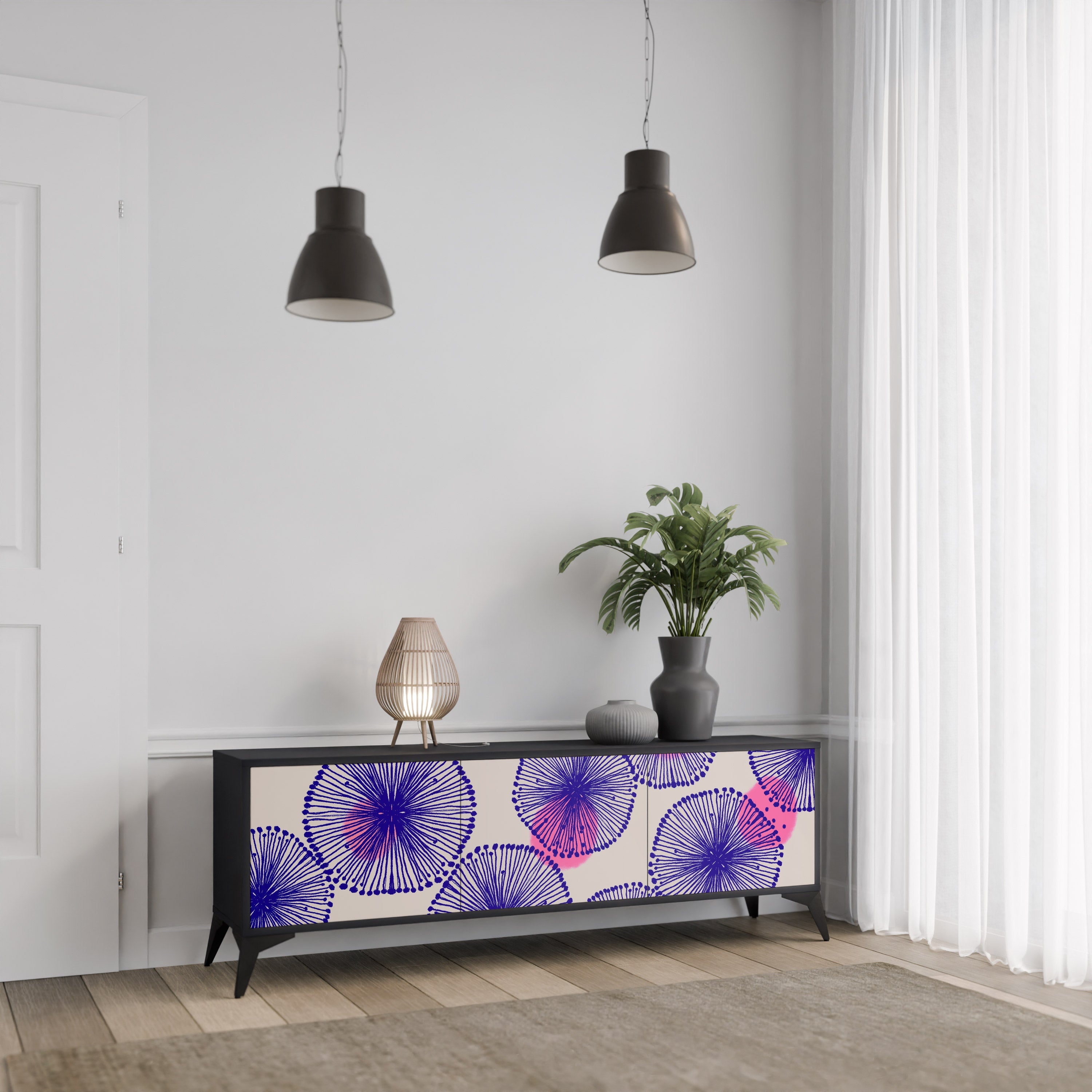 Meuble TV 3 portes MAGIC NATURE finition noire