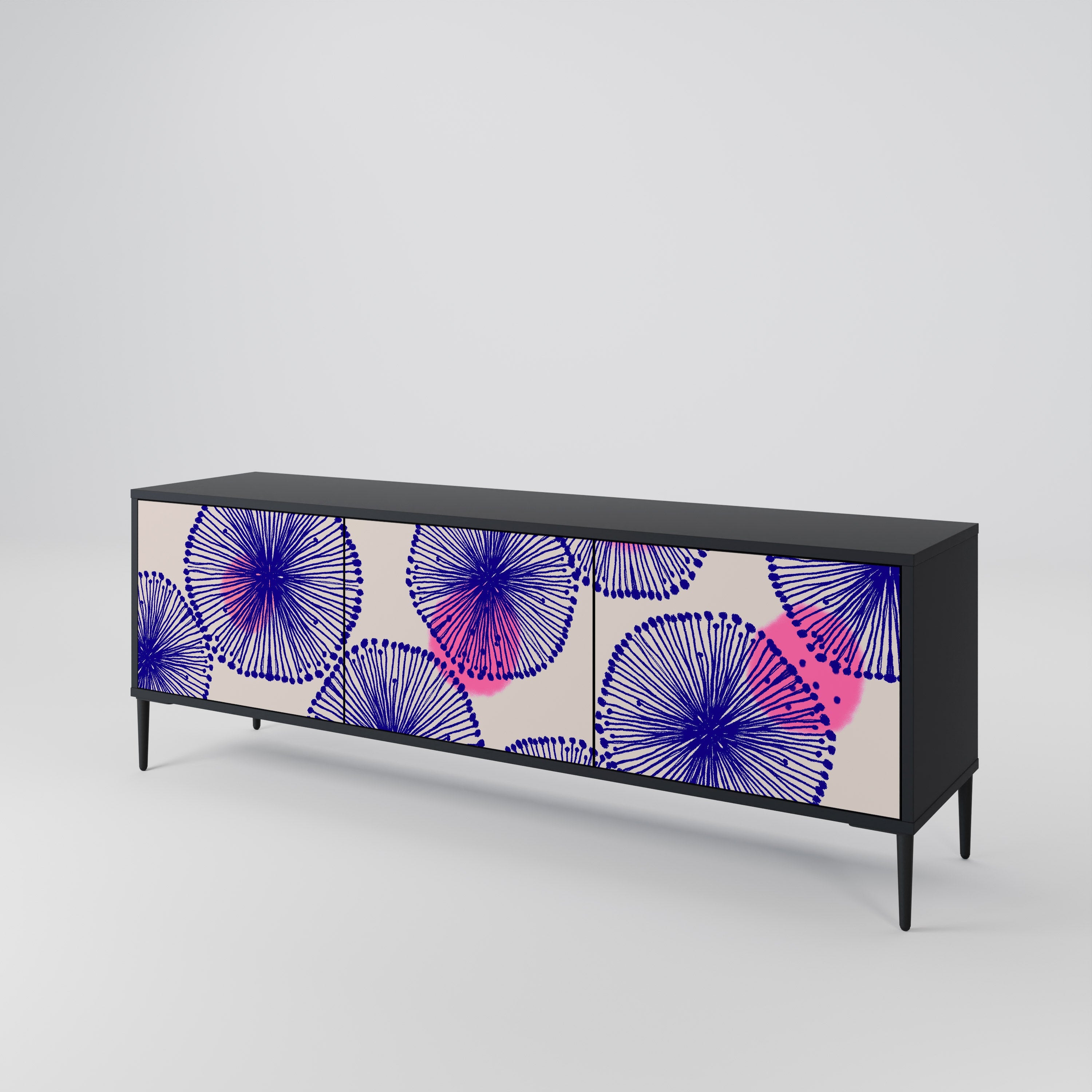 Meuble TV 3 portes MAGIC NATURE finition noire