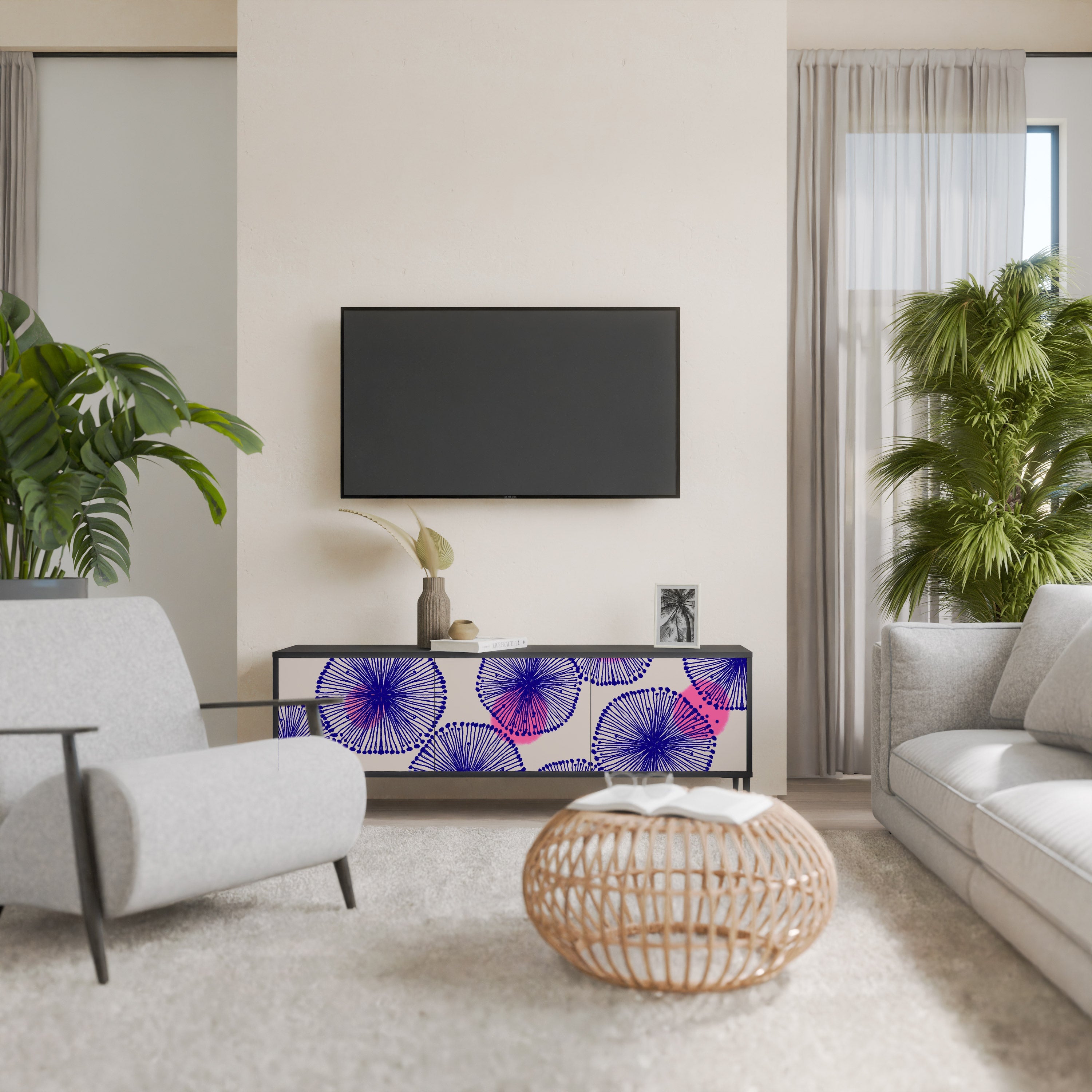 Meuble TV 3 portes MAGIC NATURE finition noire