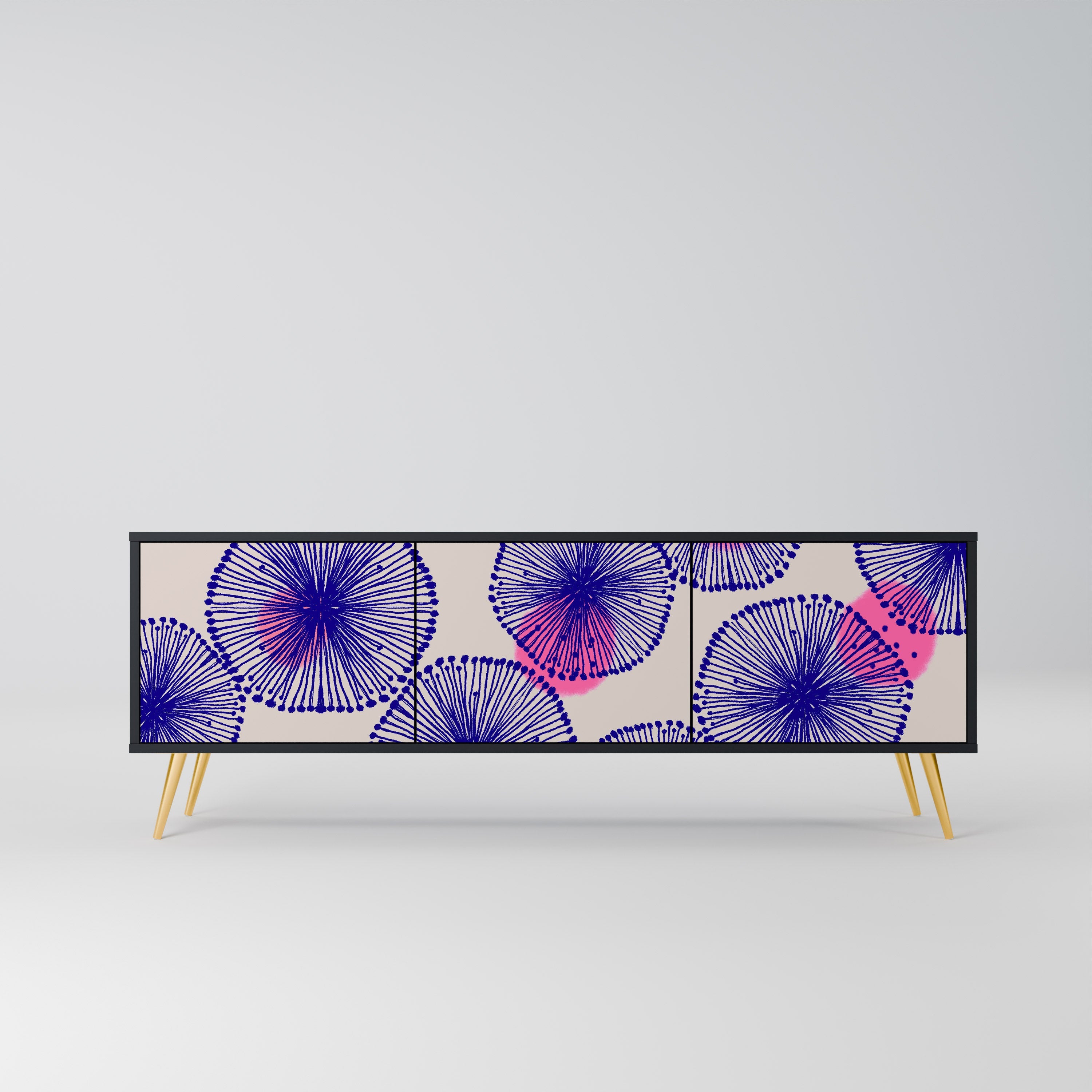 Meuble TV 3 portes MAGIC NATURE finition noire