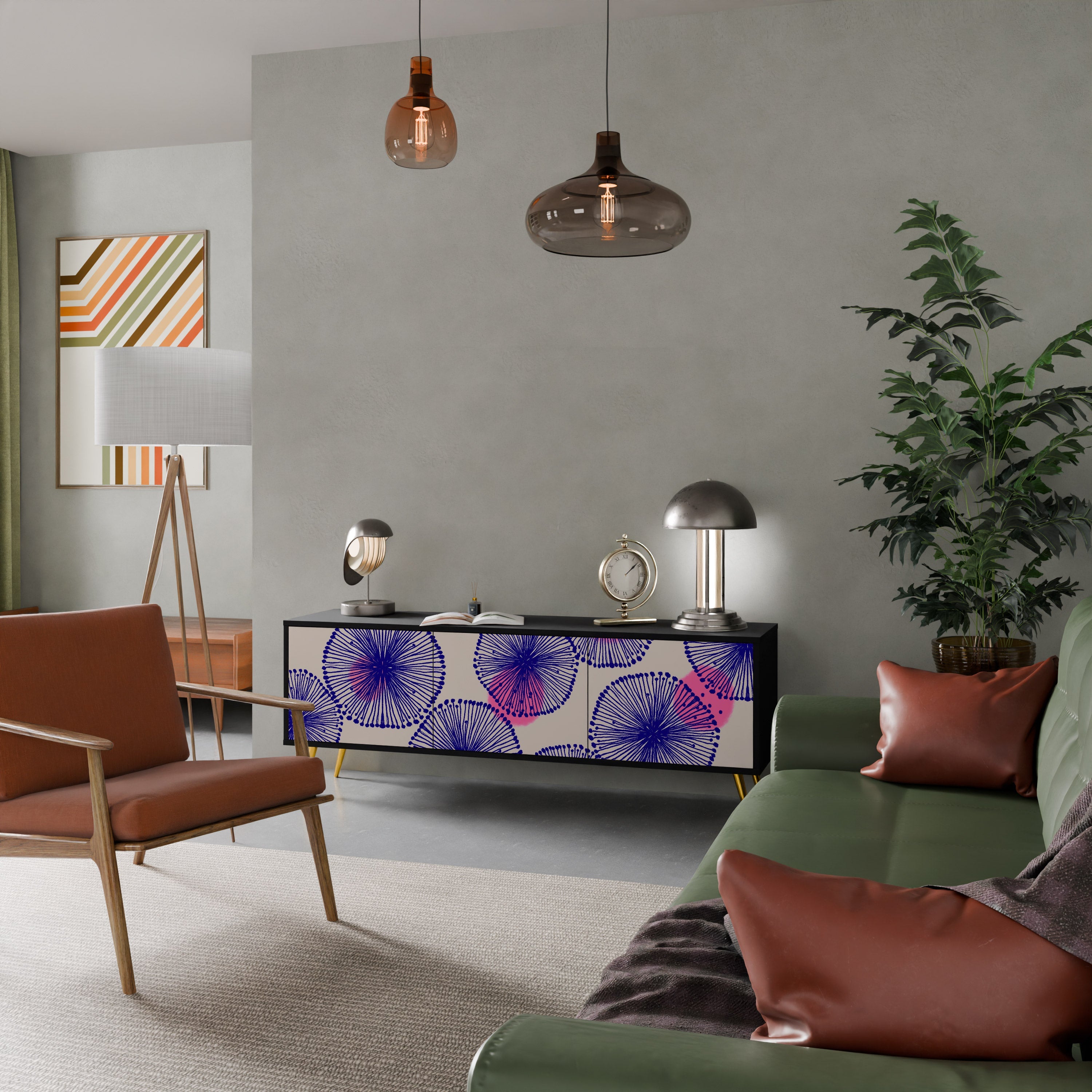 Meuble TV 3 portes MAGIC NATURE finition noire