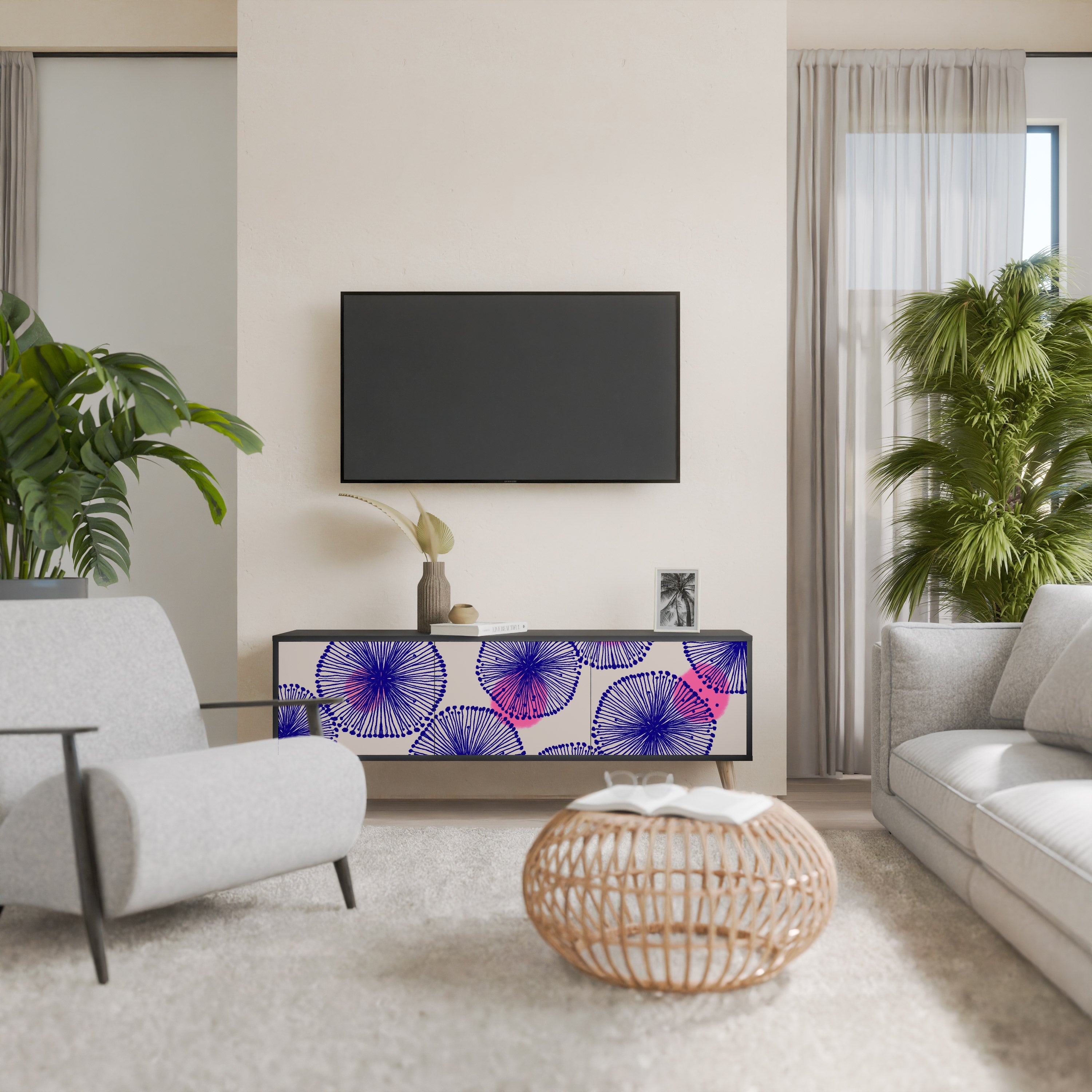 Meuble TV 3 portes MAGIC NATURE finition noire