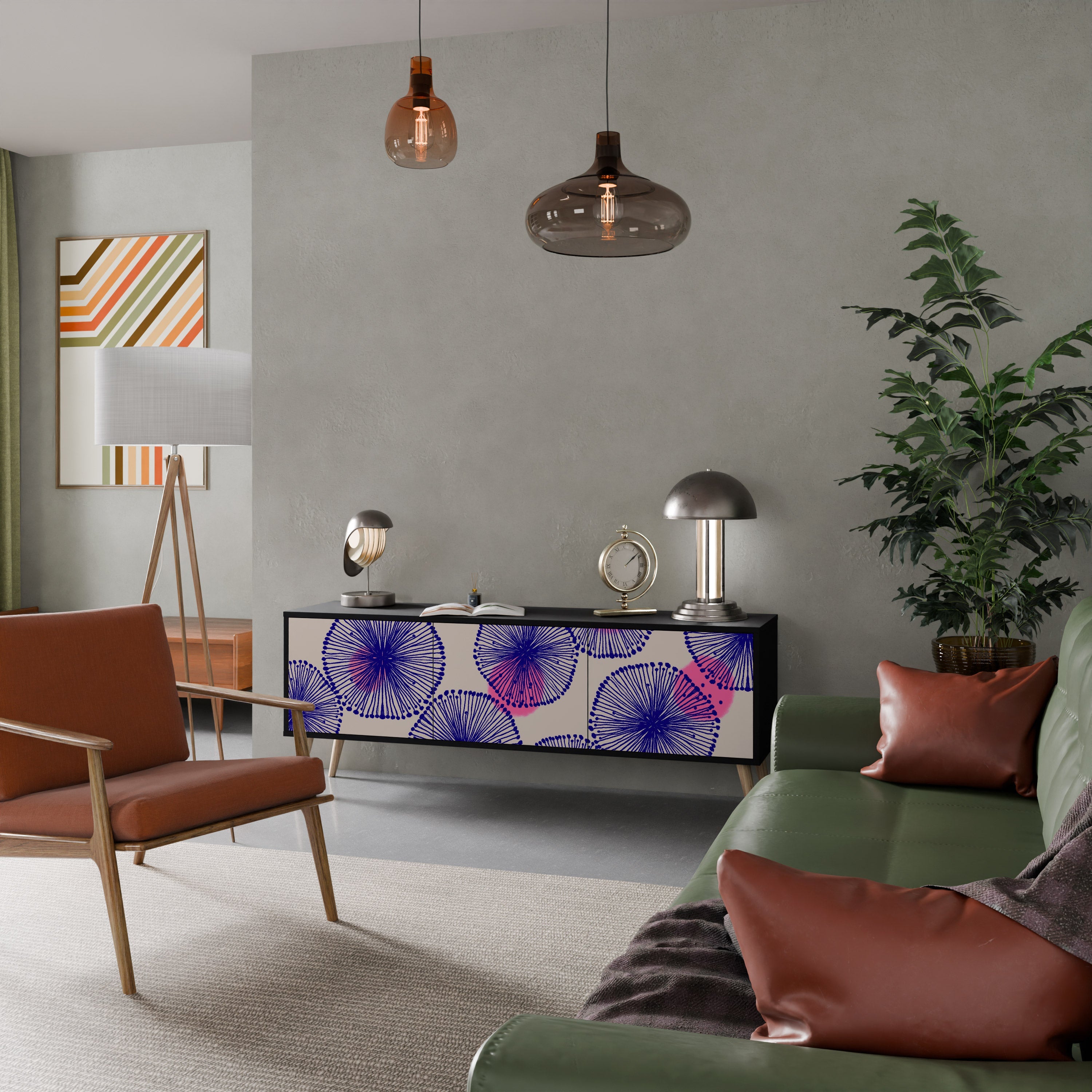 Meuble TV 3 portes MAGIC NATURE finition noire