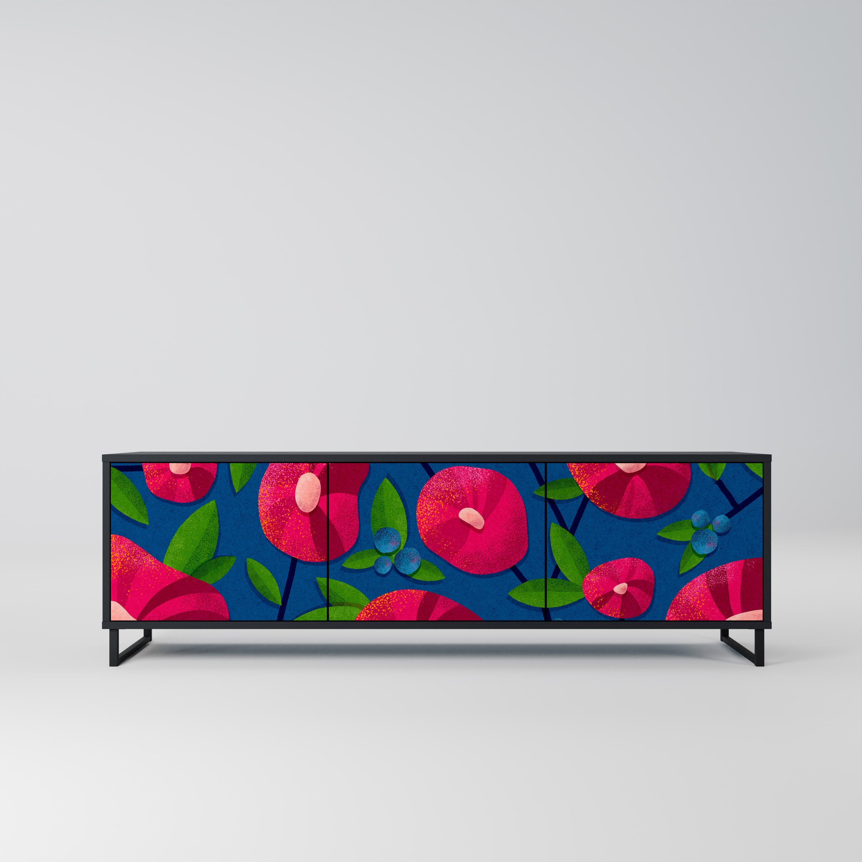 Meuble TV 3 portes SPRING THOUGHTS en finition noire