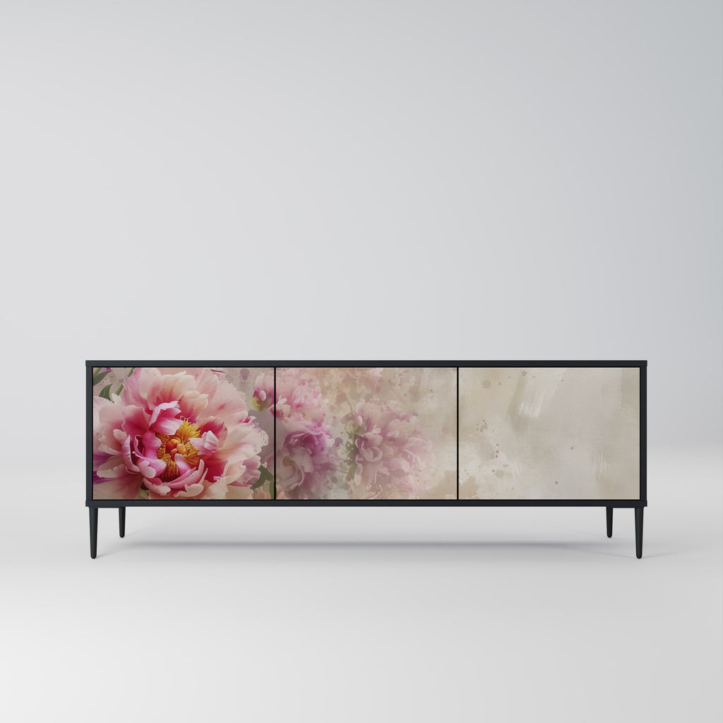 Meuble TV 3 portes PEONY WHISPER finition noire