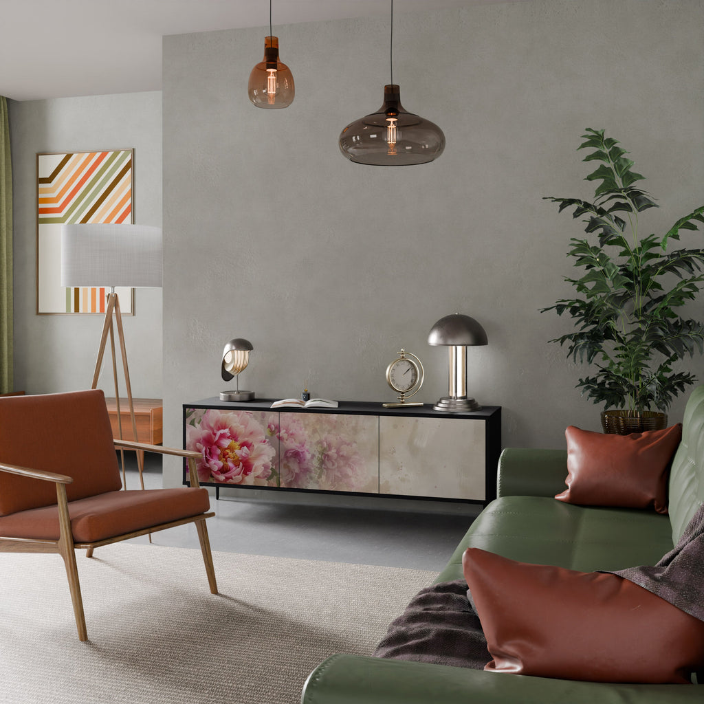 Meuble TV 3 portes PEONY WHISPER finition noire