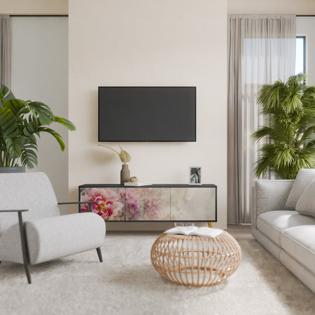 Meuble TV 3 portes PEONY WHISPER finition noire