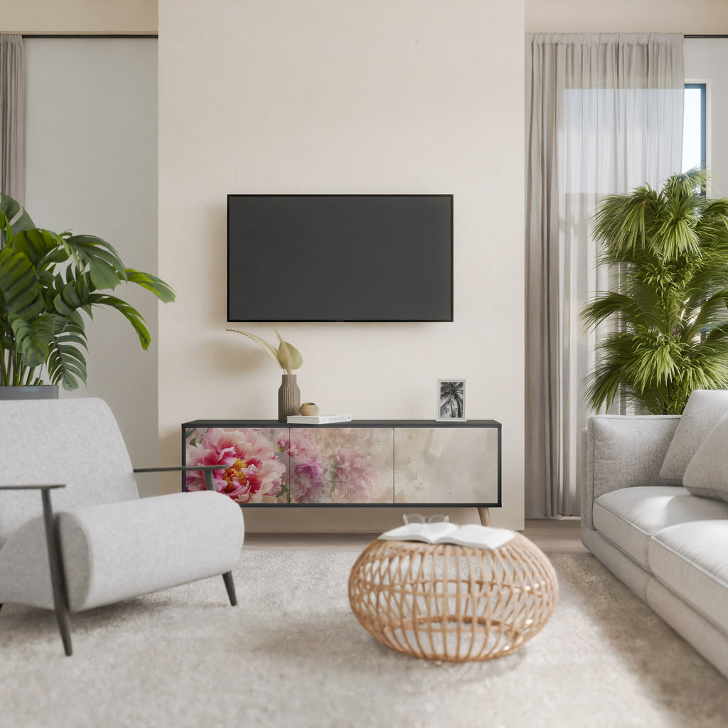 Meuble TV 3 portes PEONY WHISPER finition noire