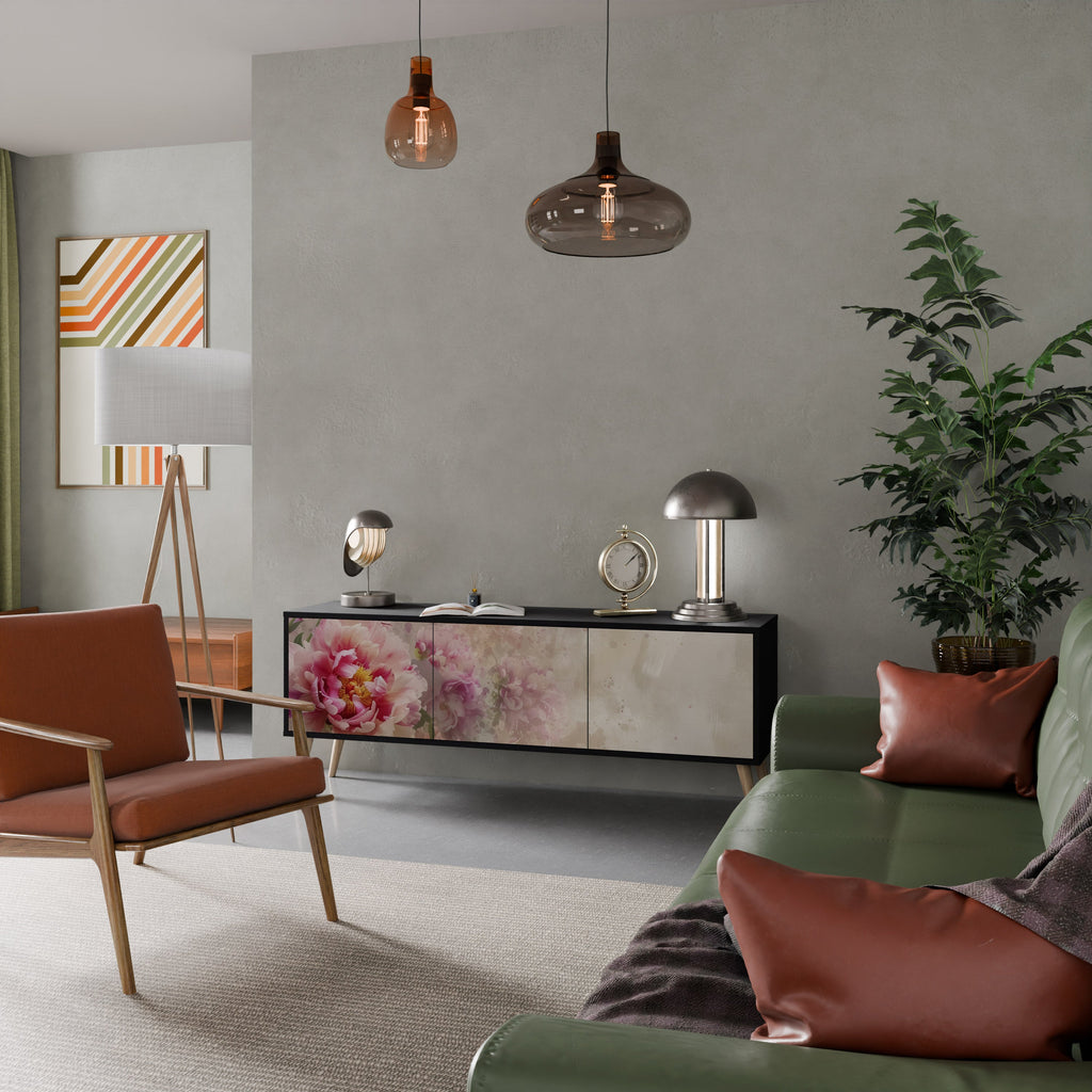 Meuble TV 3 portes PEONY WHISPER finition noire