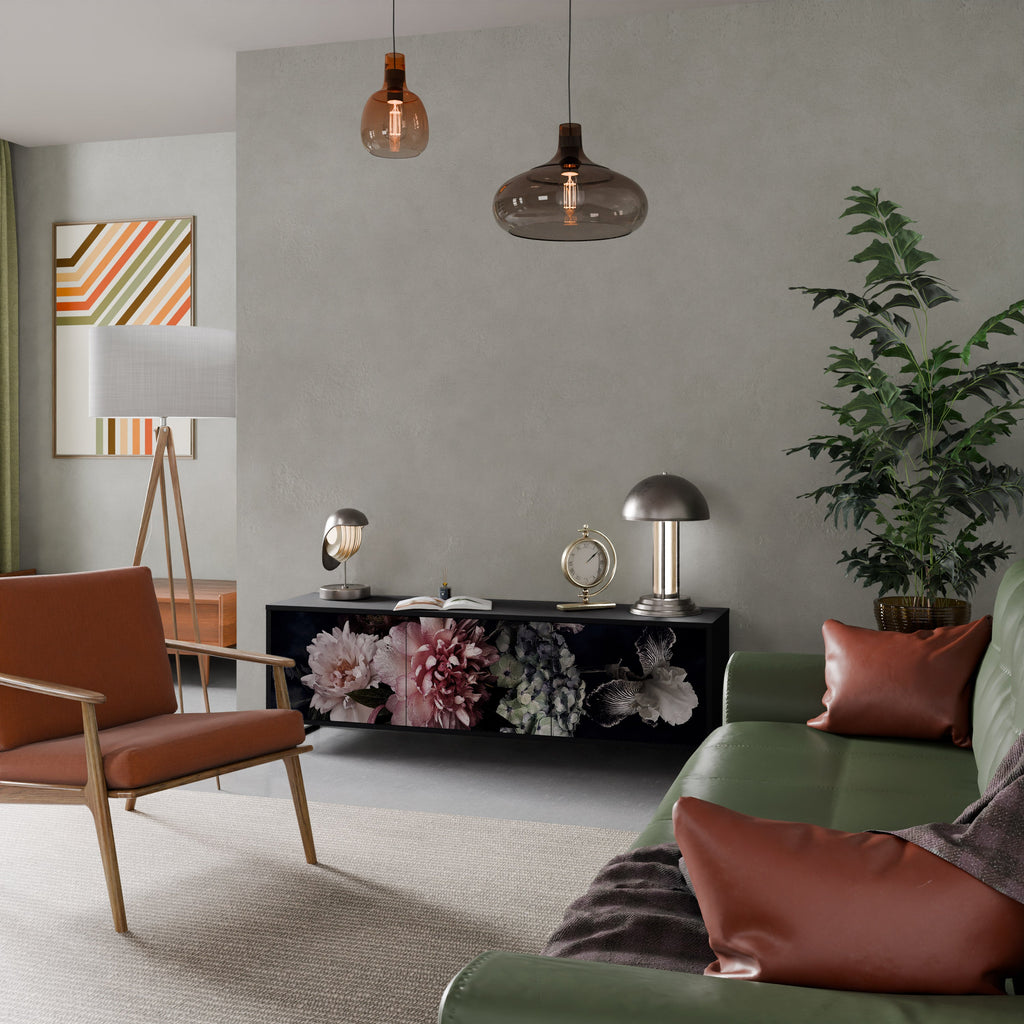 Meuble TV 3 portes PURE BLOSSOM finition noire