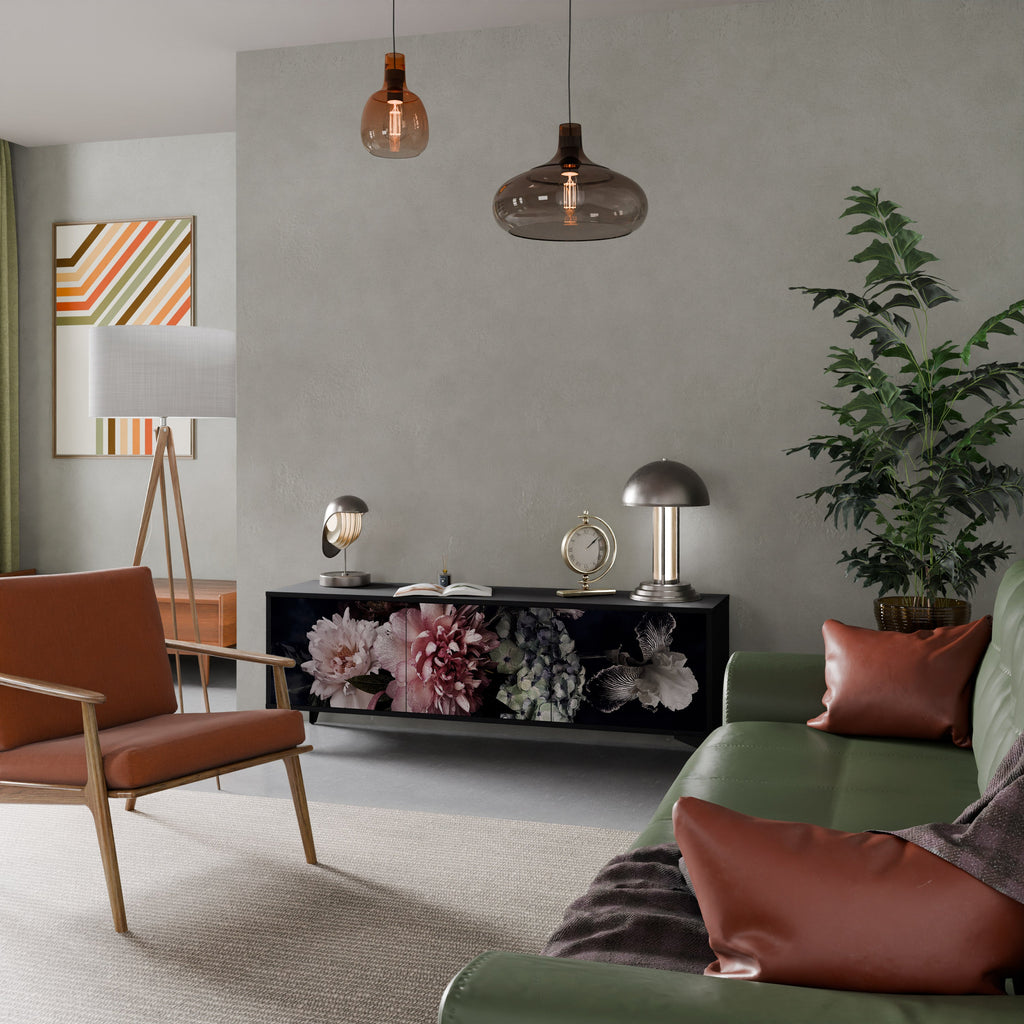 Meuble TV 3 portes PURE BLOSSOM finition noire