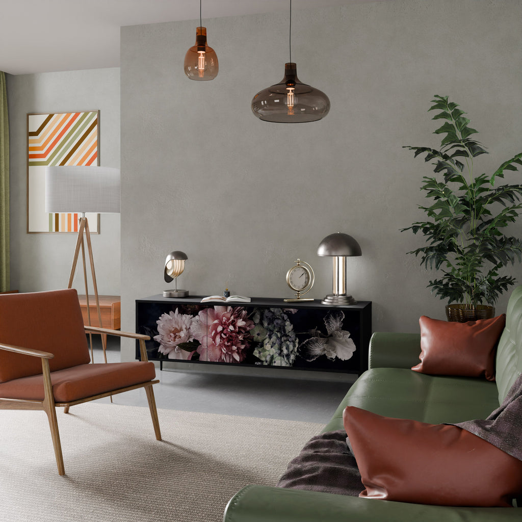 Meuble TV 3 portes PURE BLOSSOM finition noire