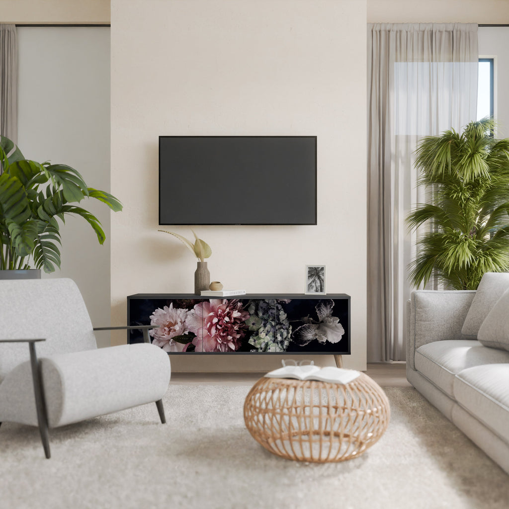 Meuble TV 3 portes PURE BLOSSOM finition noire