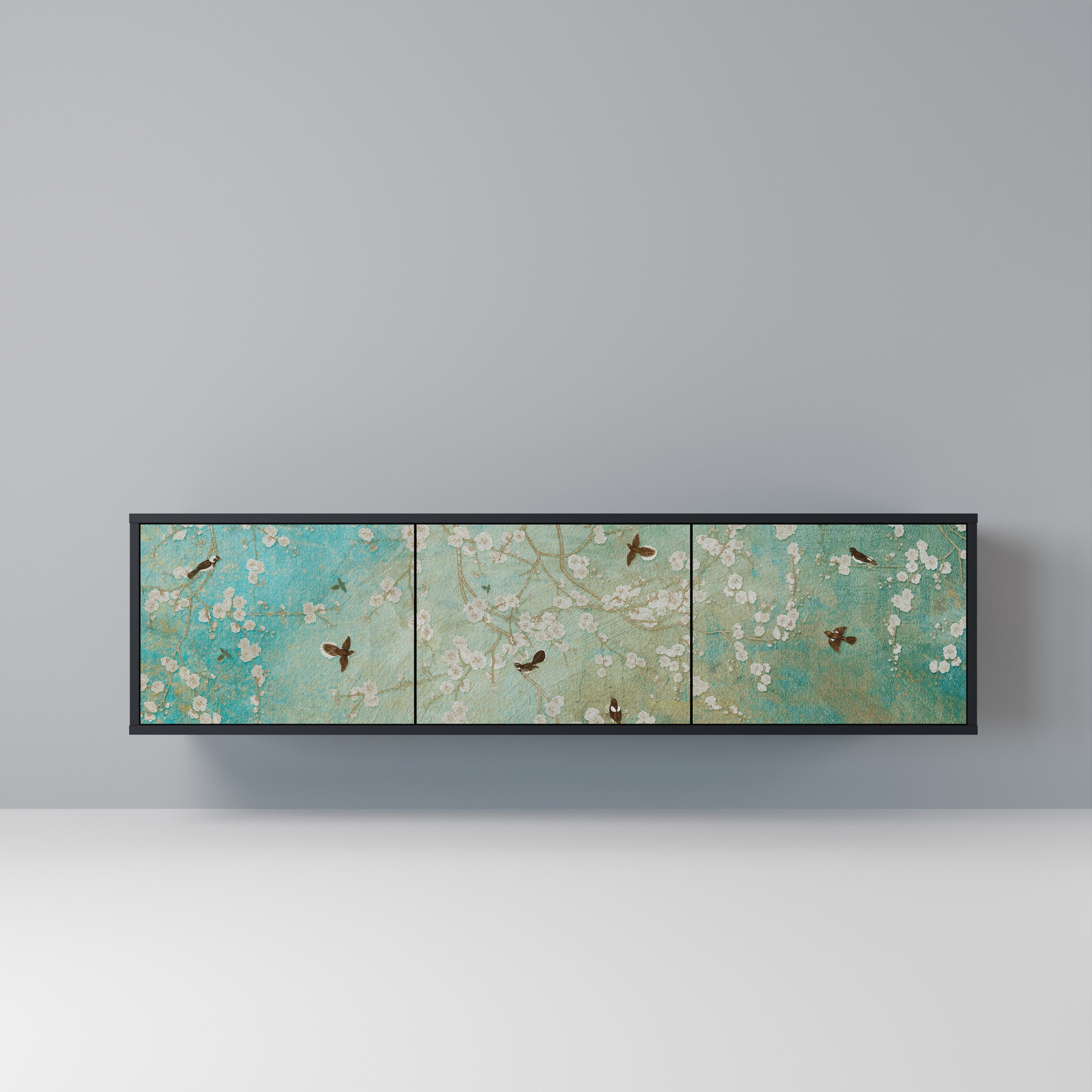 Meuble TV 3 portes BLOOMING CHARM finition noire