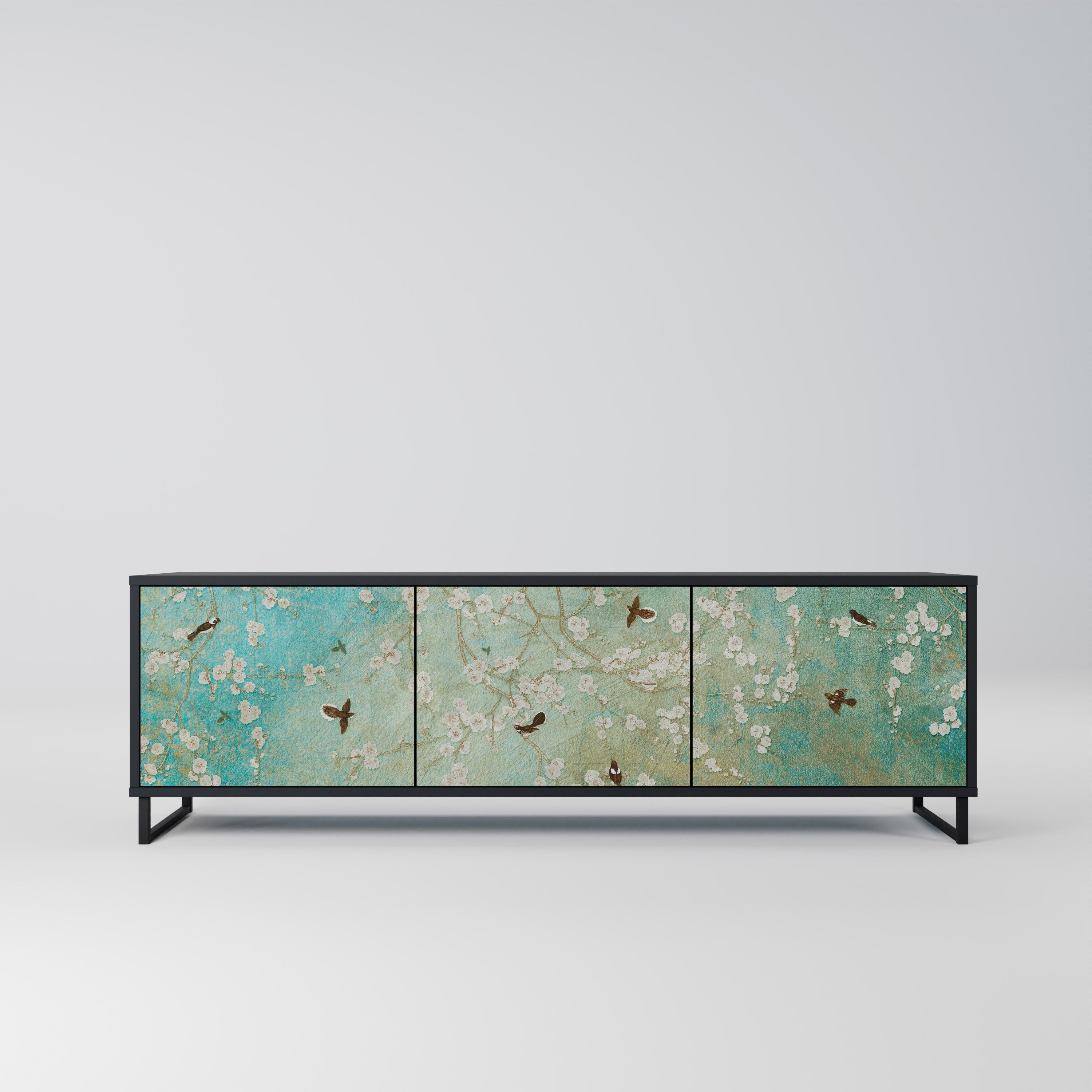 Meuble TV 3 portes BLOOMING CHARM finition noire