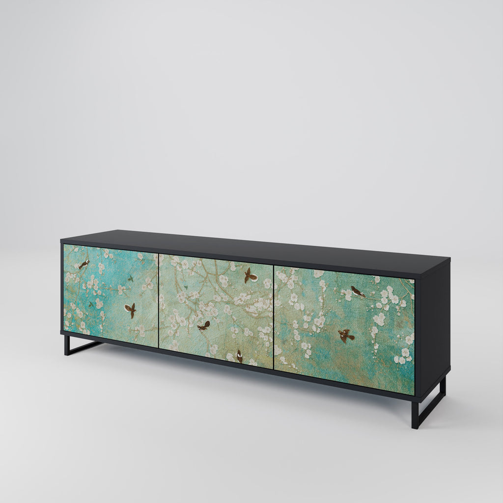 Meuble TV 3 portes BLOOMING CHARM finition noire