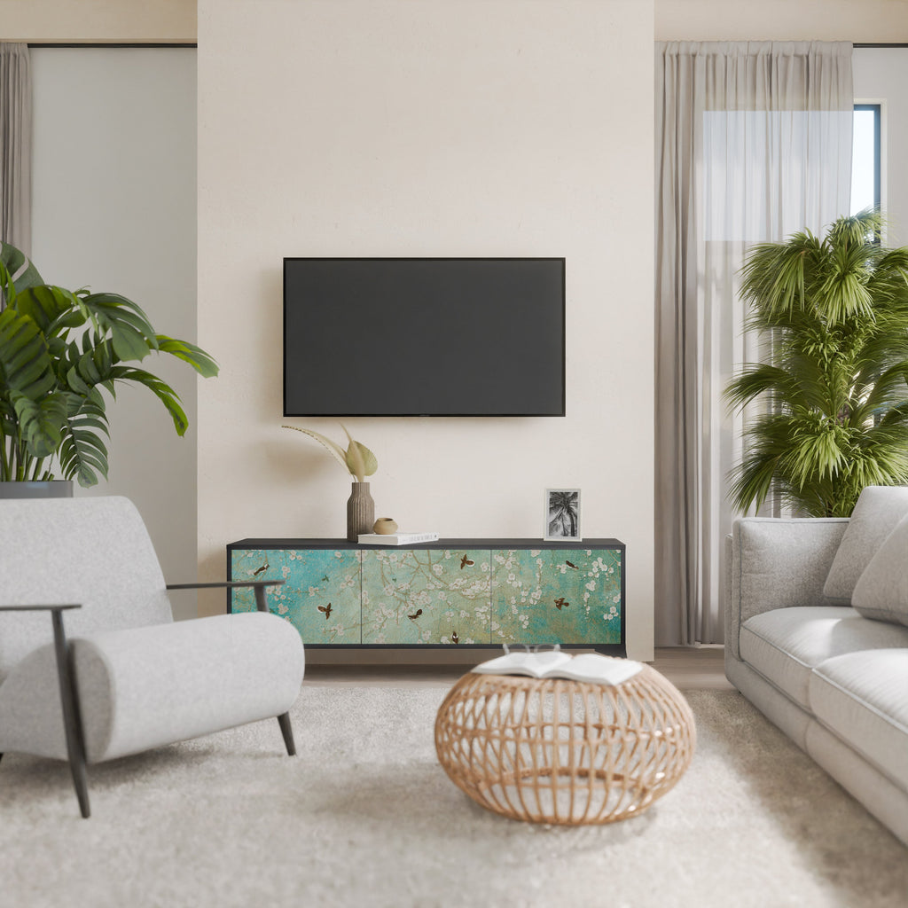 Meuble TV 3 portes BLOOMING CHARM finition noire