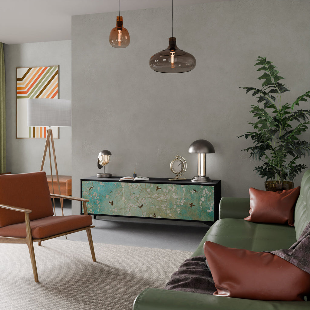 Meuble TV 3 portes BLOOMING CHARM finition noire