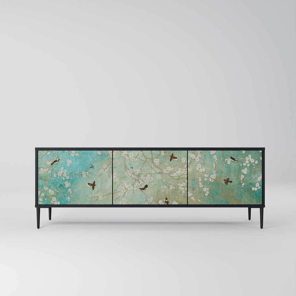 Meuble TV 3 portes BLOOMING CHARM finition noire