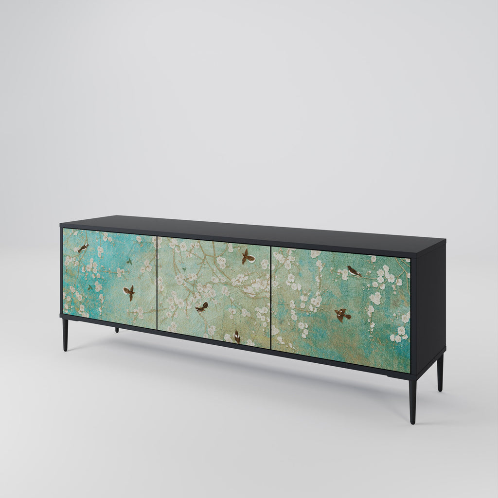 Meuble TV 3 portes BLOOMING CHARM finition noire