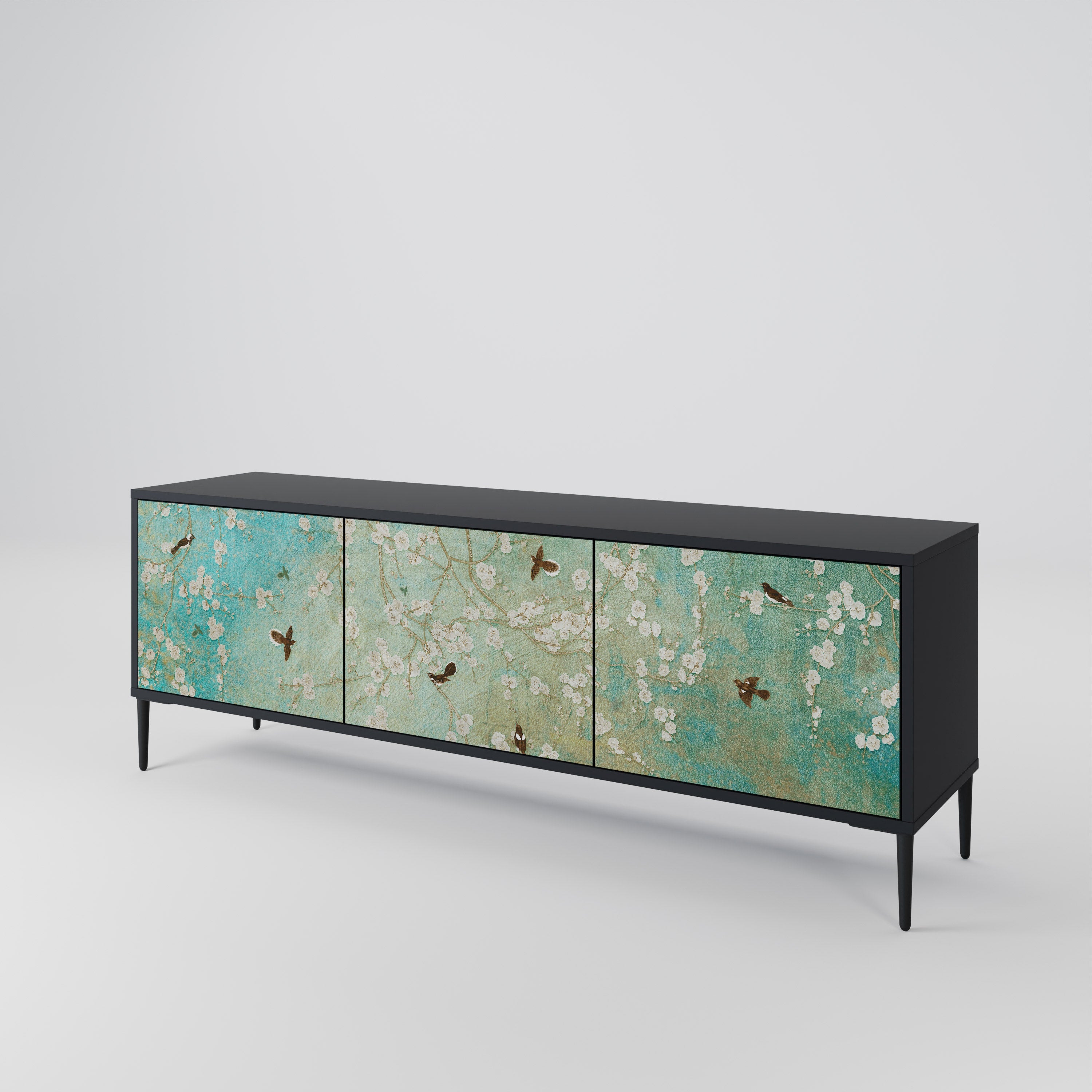 Meuble TV 3 portes BLOOMING CHARM finition noire