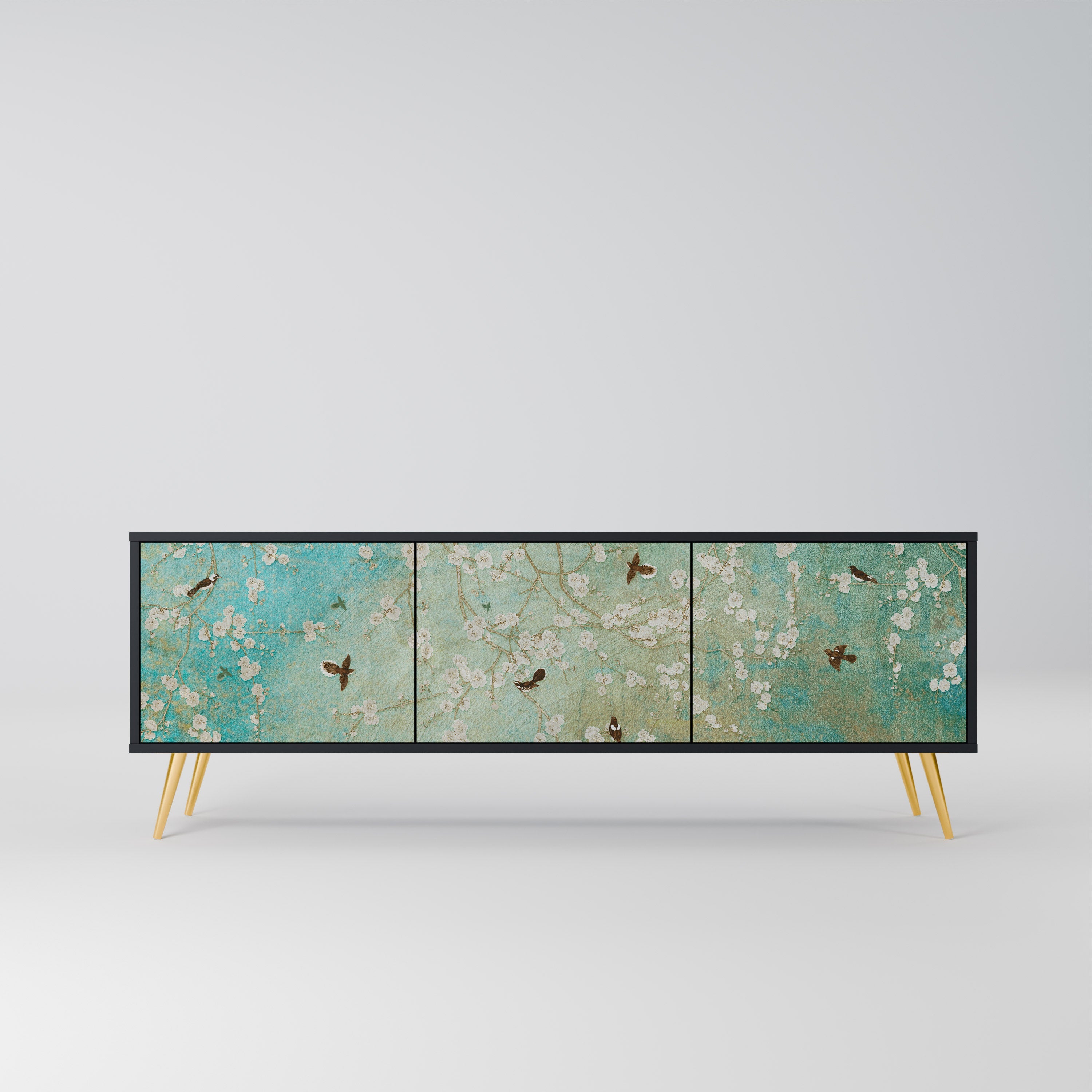 Meuble TV 3 portes BLOOMING CHARM finition noire