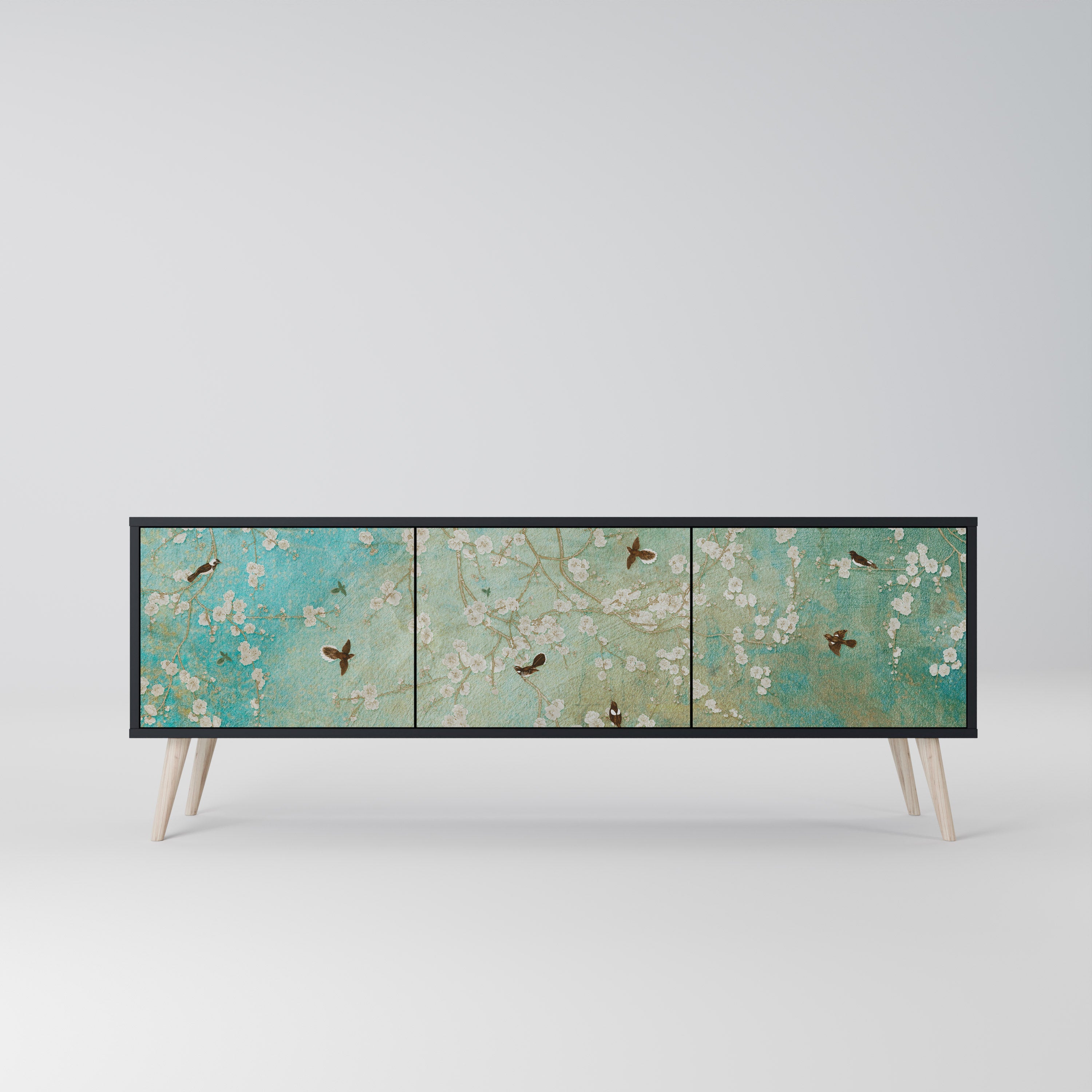 Meuble TV 3 portes BLOOMING CHARM finition noire