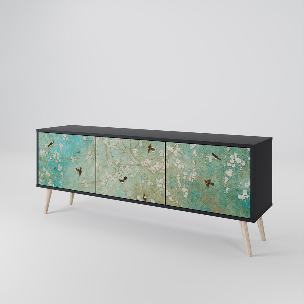 Meuble TV 3 portes BLOOMING CHARM finition noire