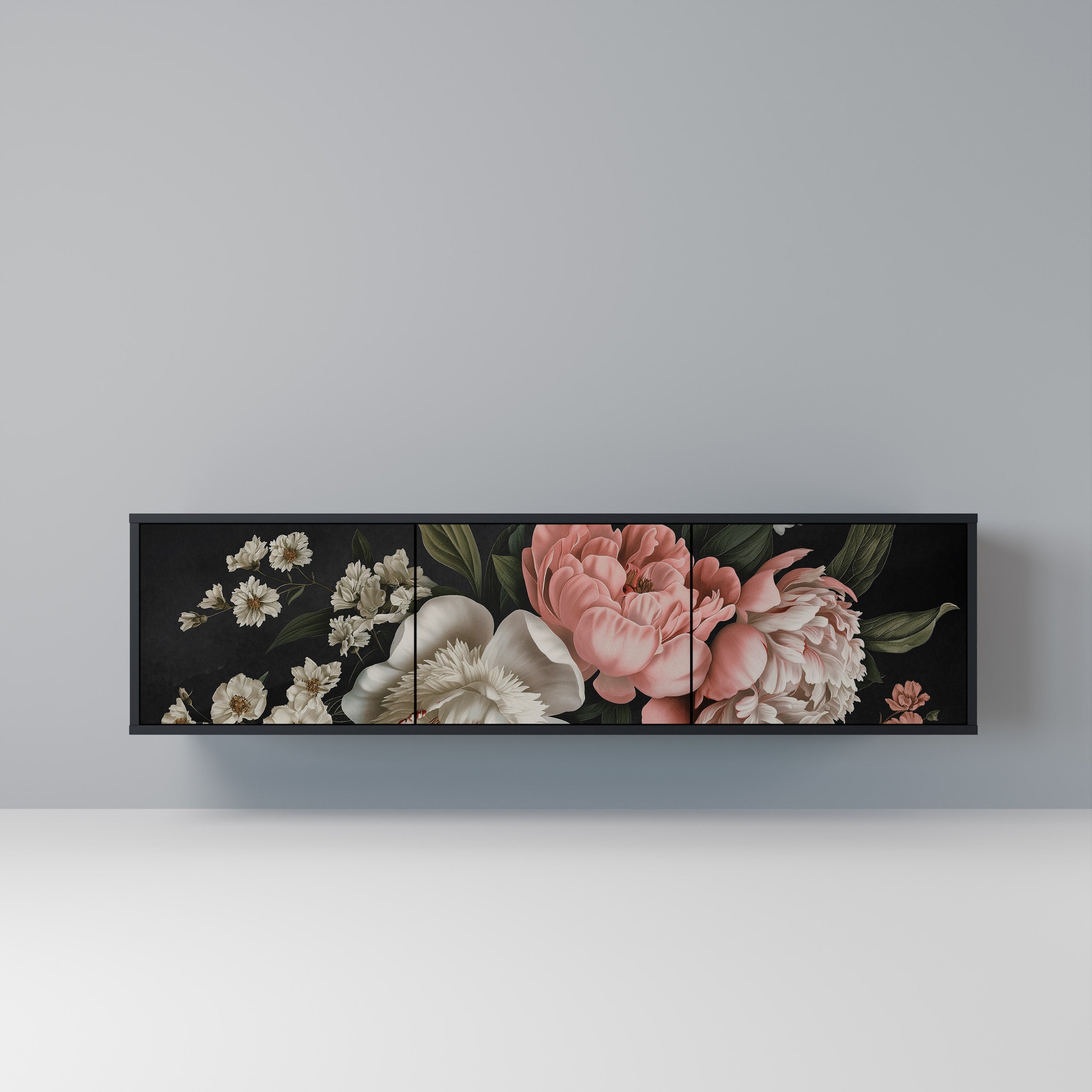 Meuble TV 3 portes LUSH ELEGANCE finition noire