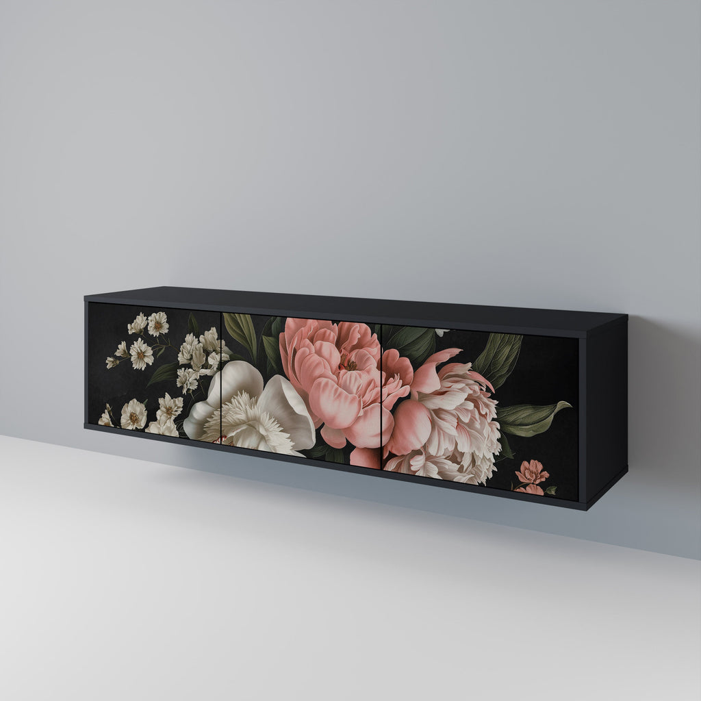 Meuble TV 3 portes LUSH ELEGANCE finition noire